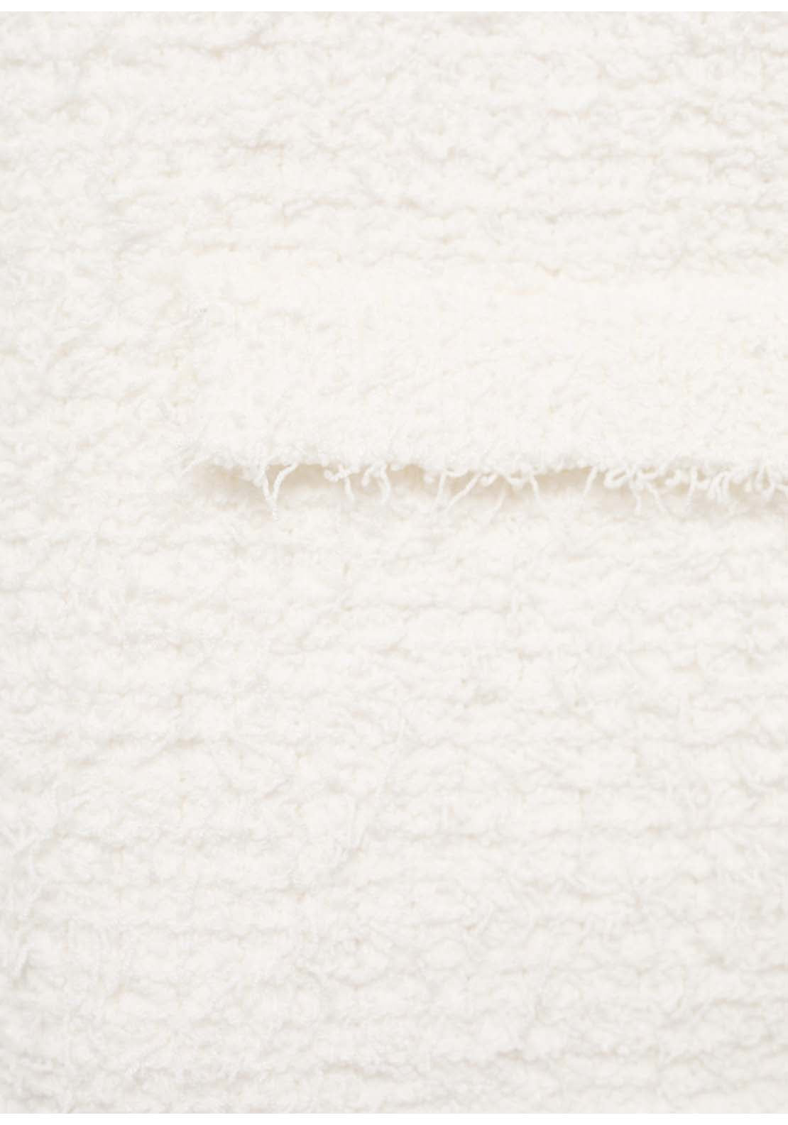 Short Sleeved Bouclé Cardigan - White