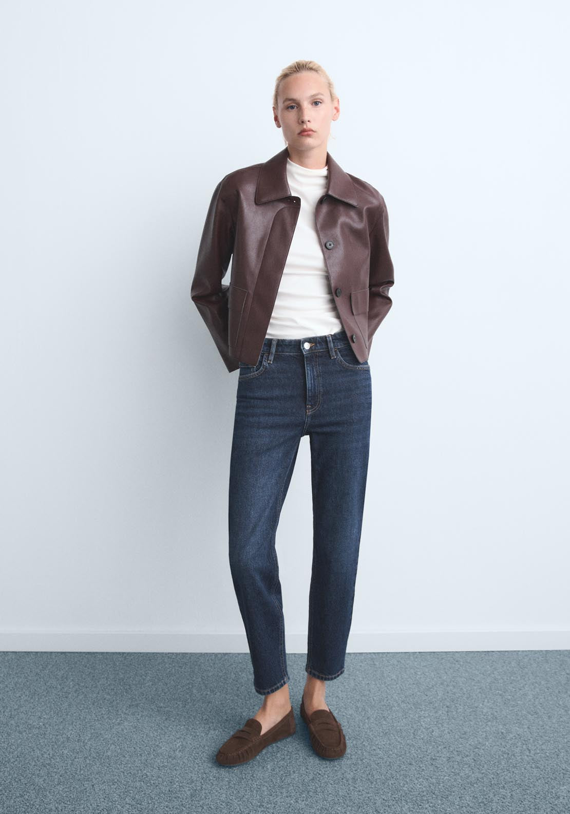 Mango Newmom Comfort High Rise Jeans - Blue 5 Shaws Department Stores