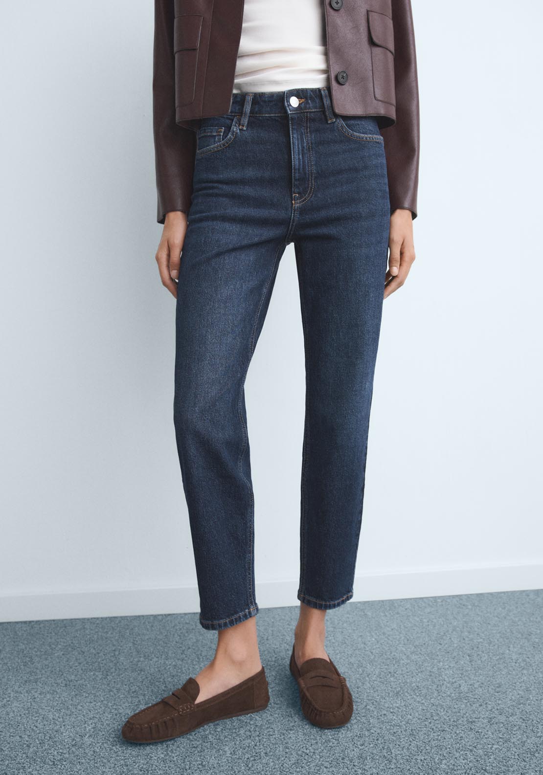 Mango Newmom Comfort High Rise Jeans - Blue 1 Shaws Department Stores