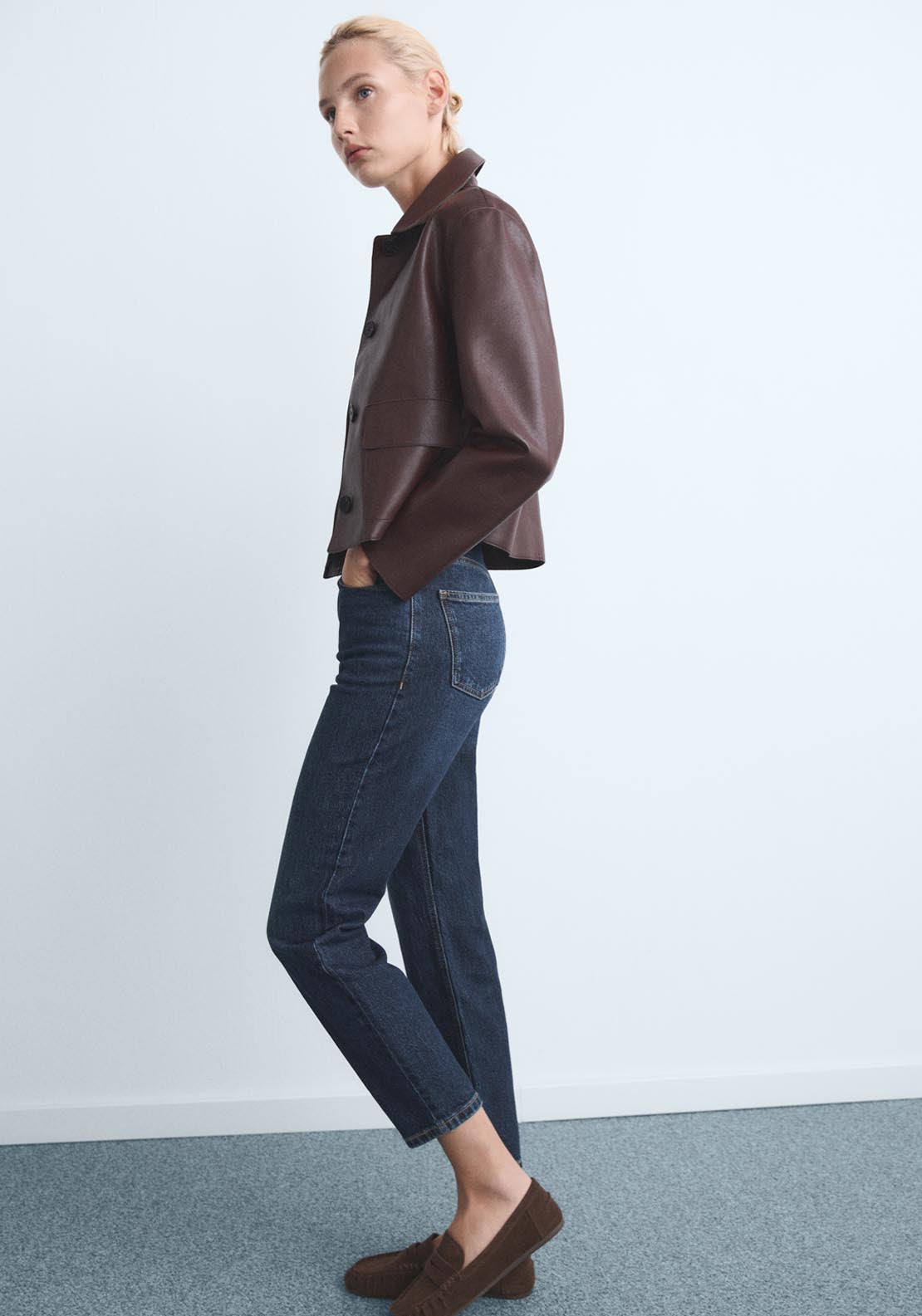 Mango Newmom Comfort High Rise Jeans - Blue 3 Shaws Department Stores