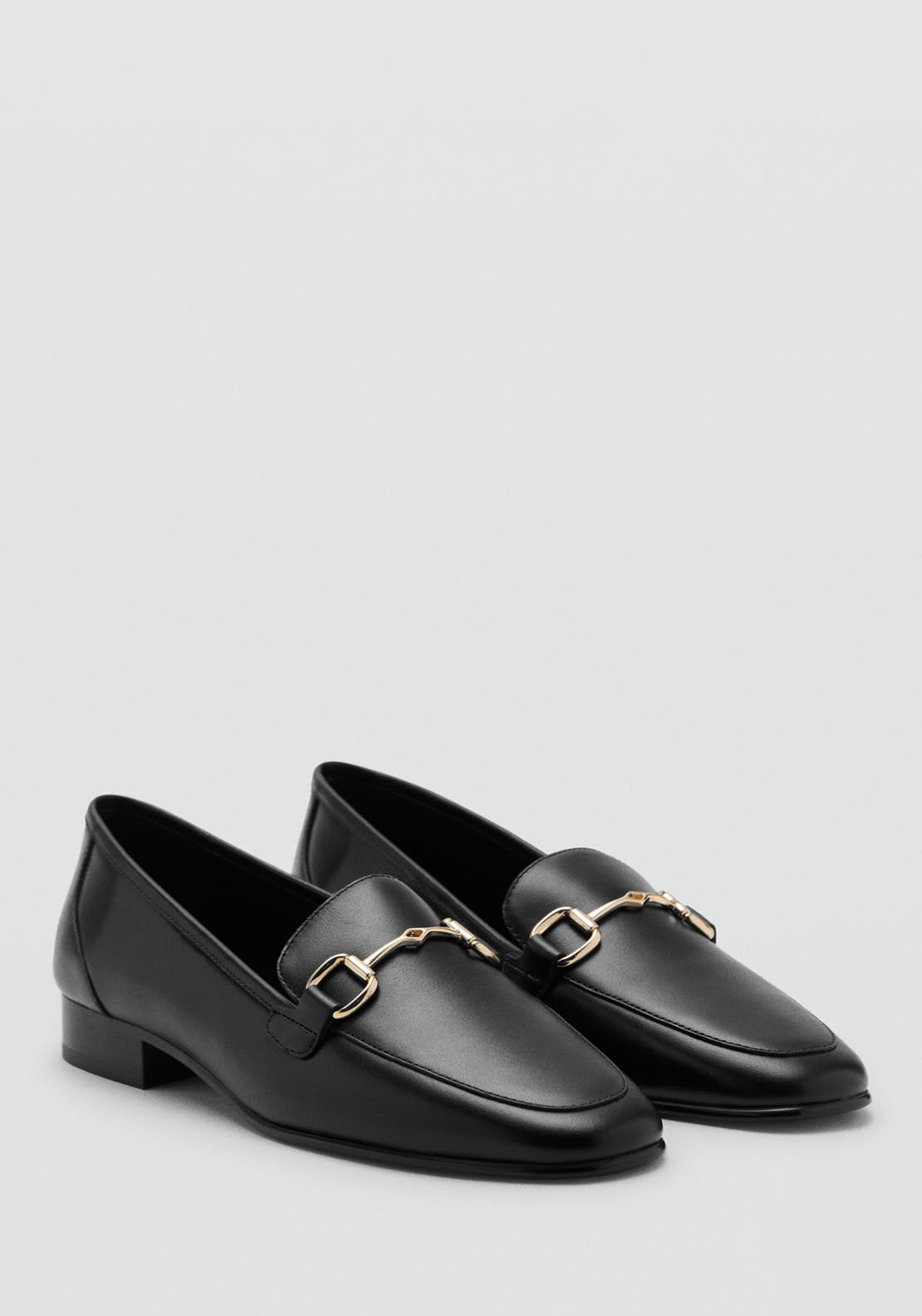 Mango Buckle Leather Moccasins - Black 2 Shaws Department Stores