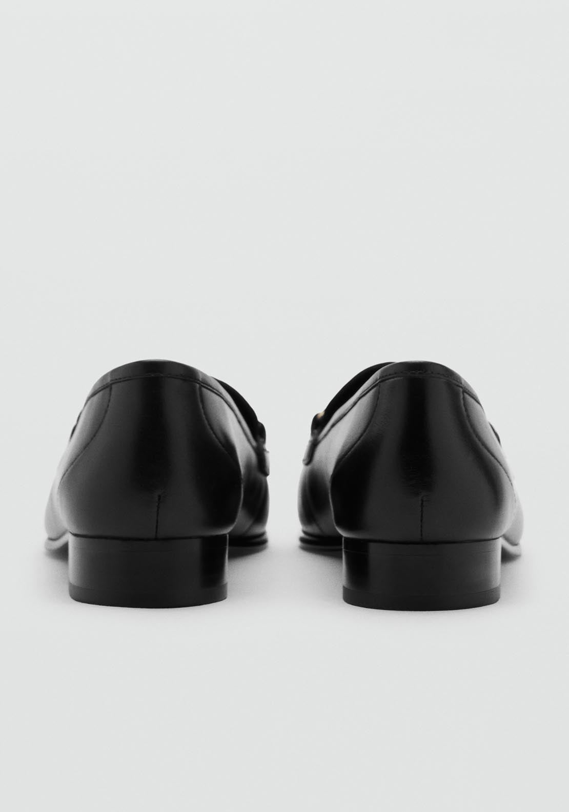 Mango Buckle Leather Moccasins - Black 3 Shaws Department Stores