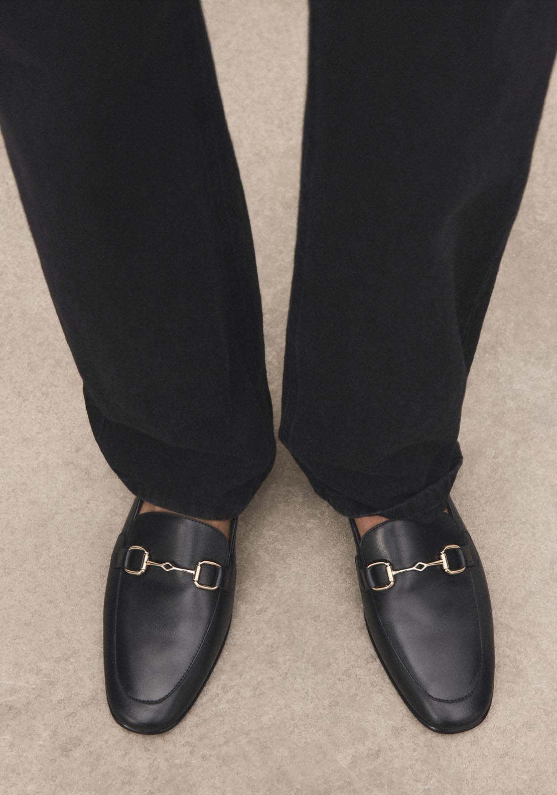 Mango Buckle Leather Moccasins - Black 2 Shaws Department Stores