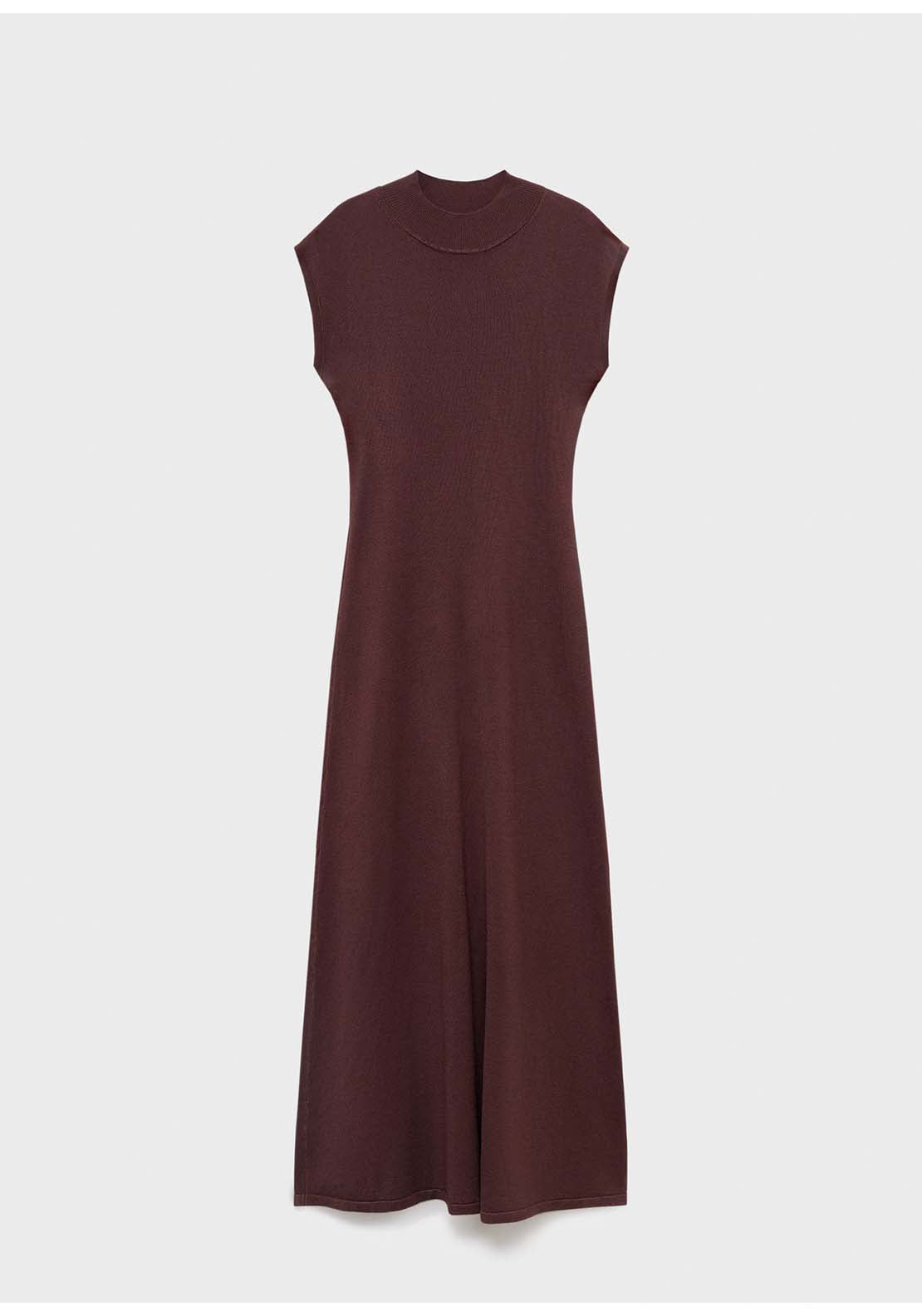 Perkins Neck Knitted Dress - Red