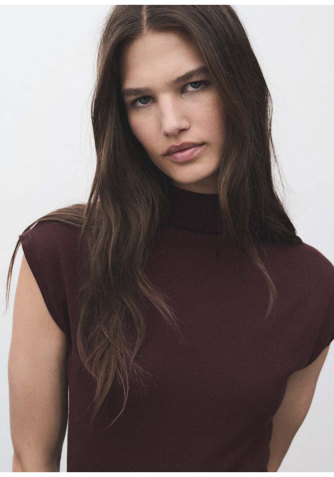 Perkins Neck Knitted Dress - Red