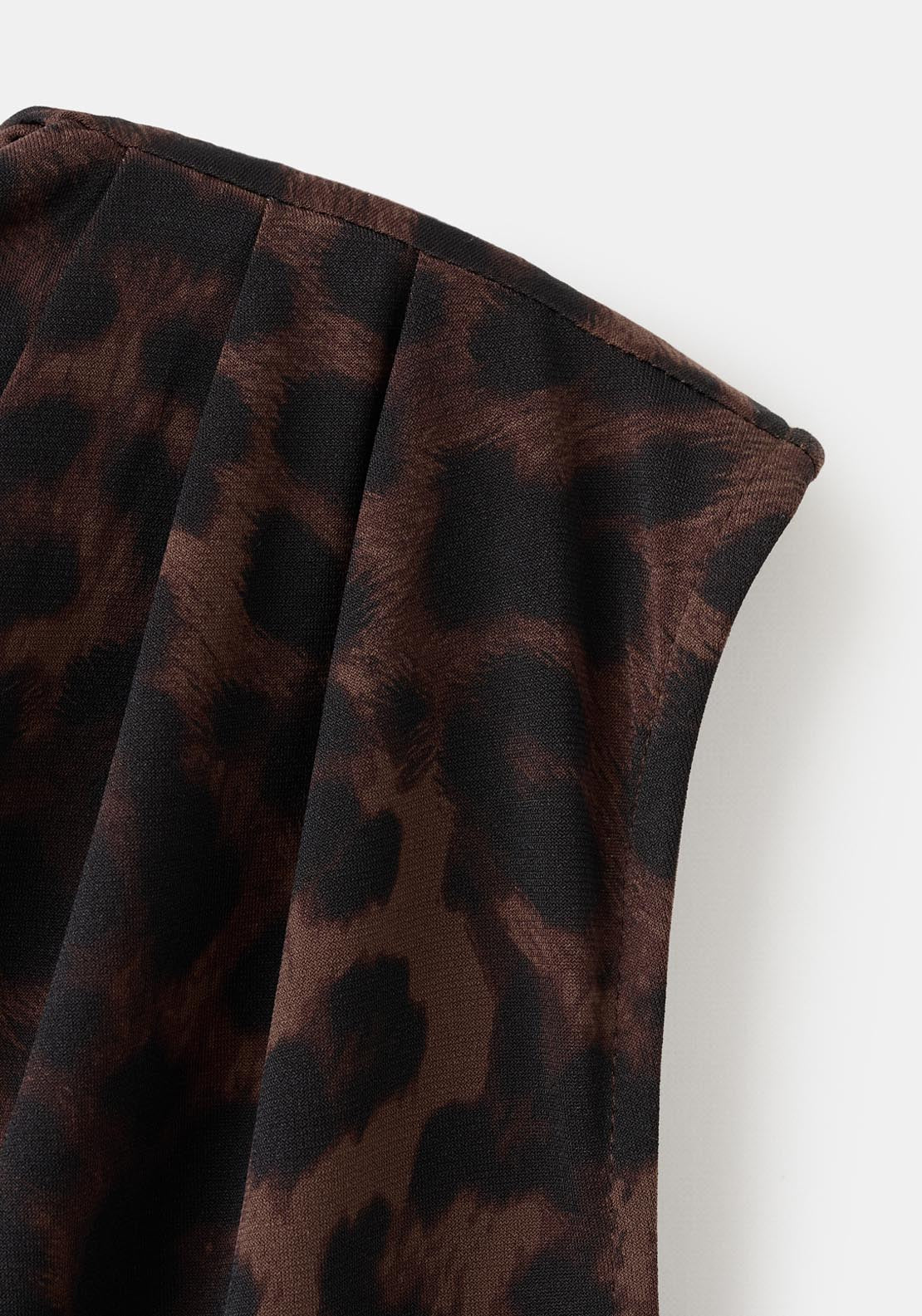 Mango Leopard Print Top With Asymmetrical Collar - Brown 5 Shaws Department Stores