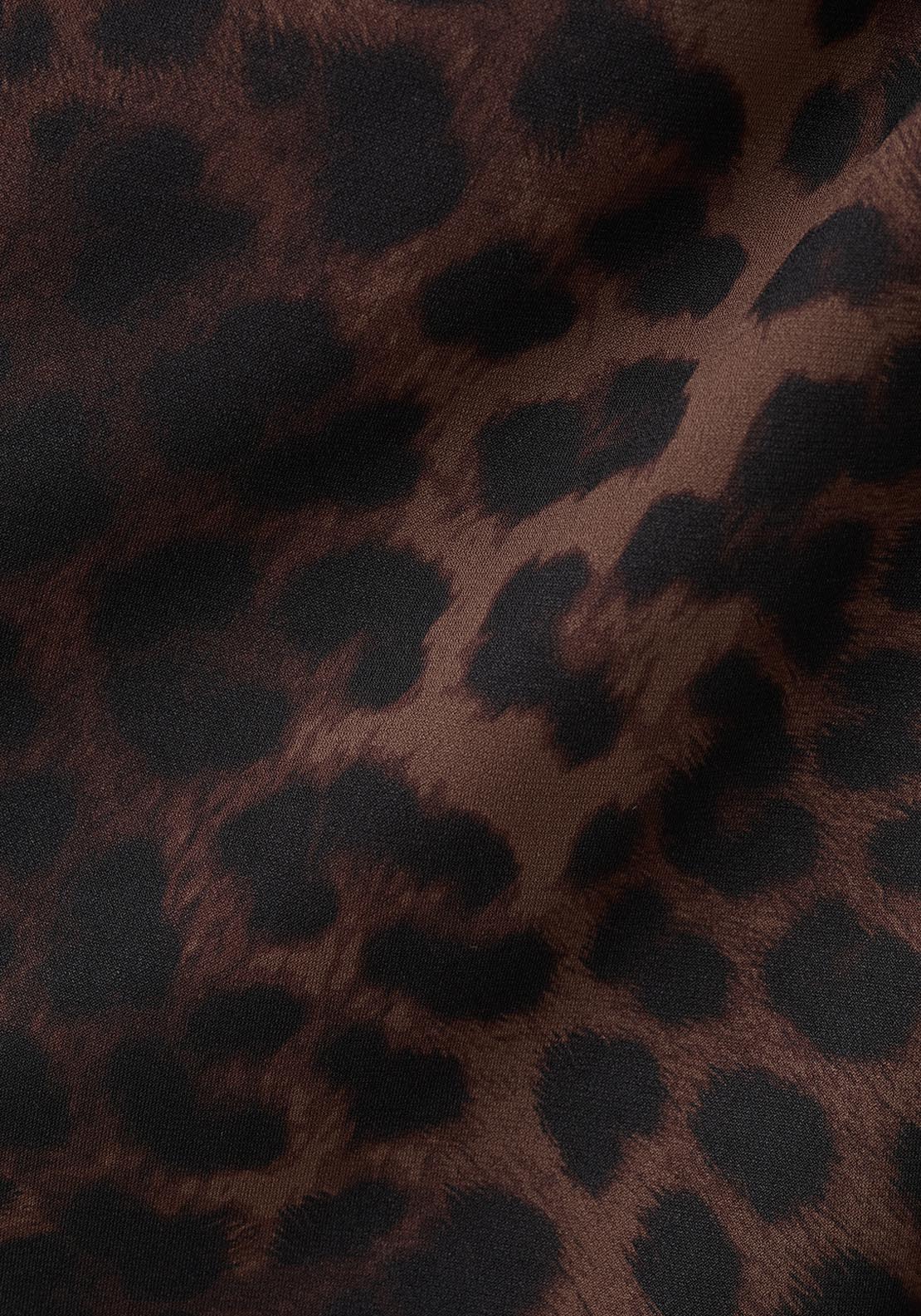 Mango Leopard Print Top With Asymmetrical Collar - Brown 6 Shaws Department Stores