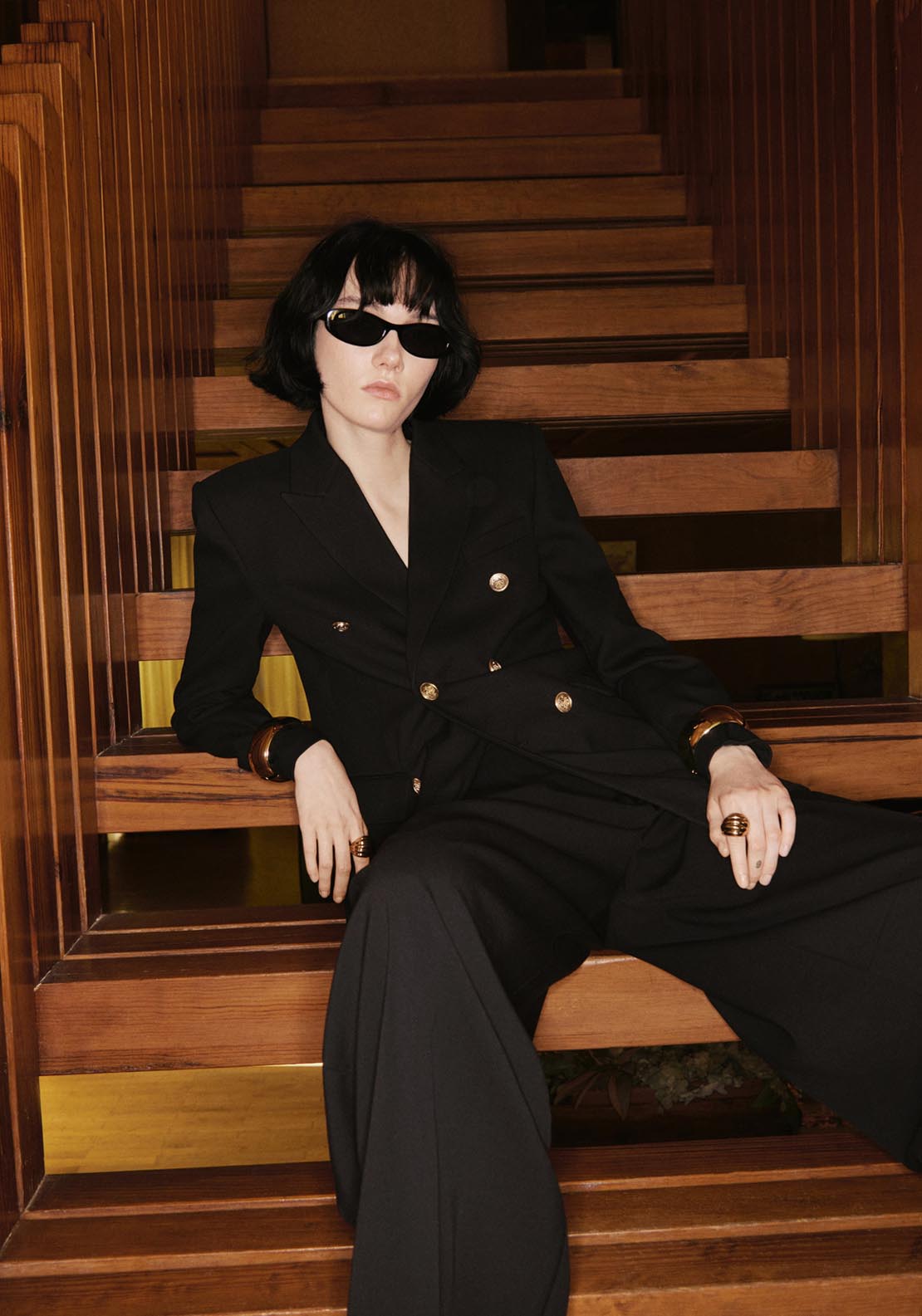 Mango Double-Breasted Jacket - Black 4 Shaws Department Stores