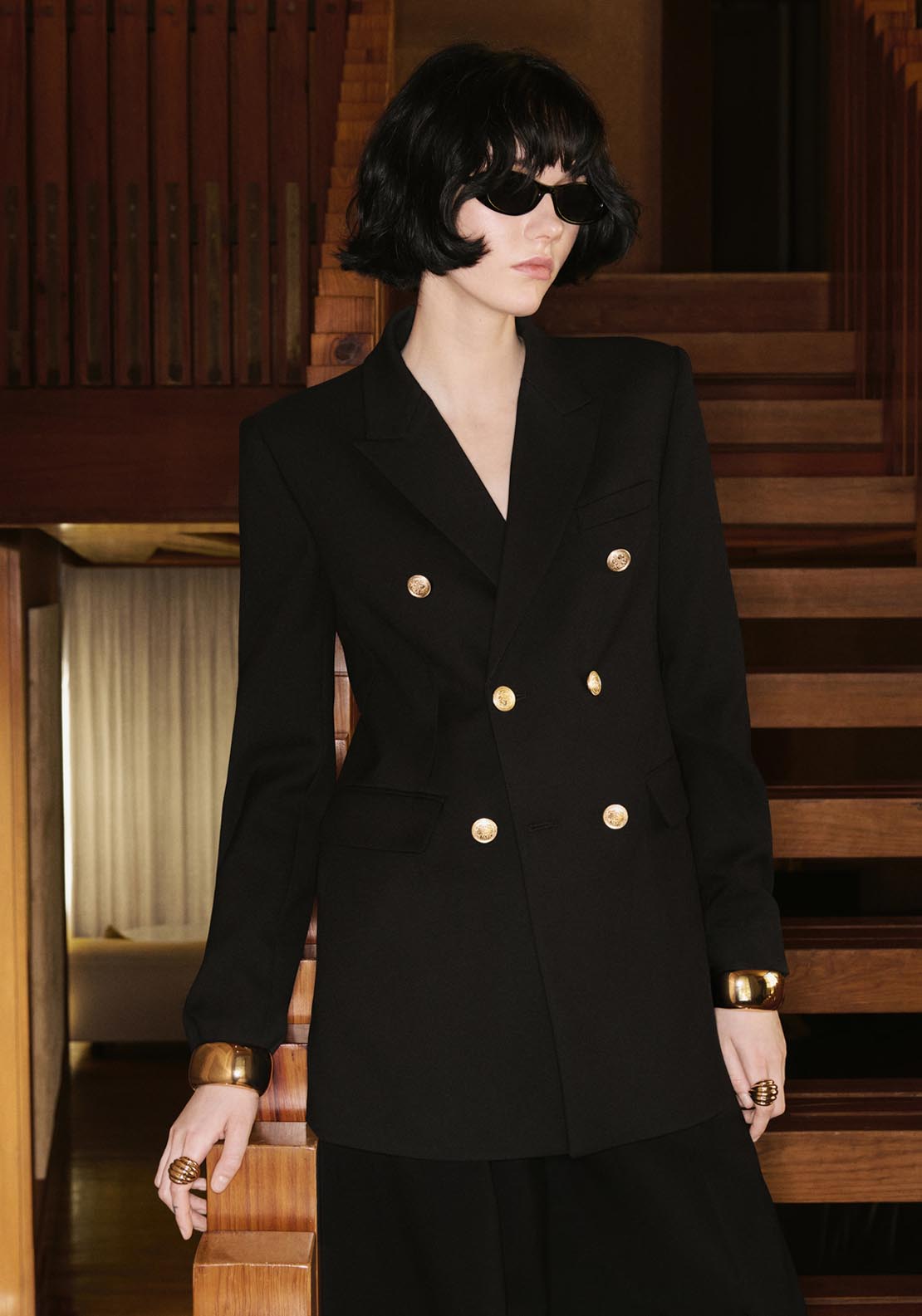 Mango Double-Breasted Jacket - Black 1 Shaws Department Stores