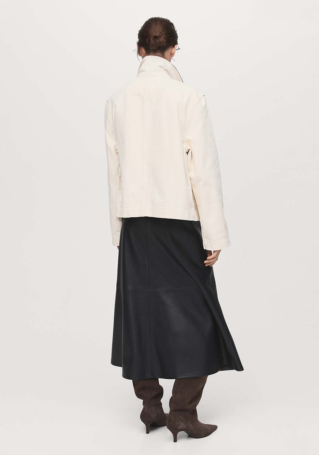 Faux Leather Midi Skirt - Black
