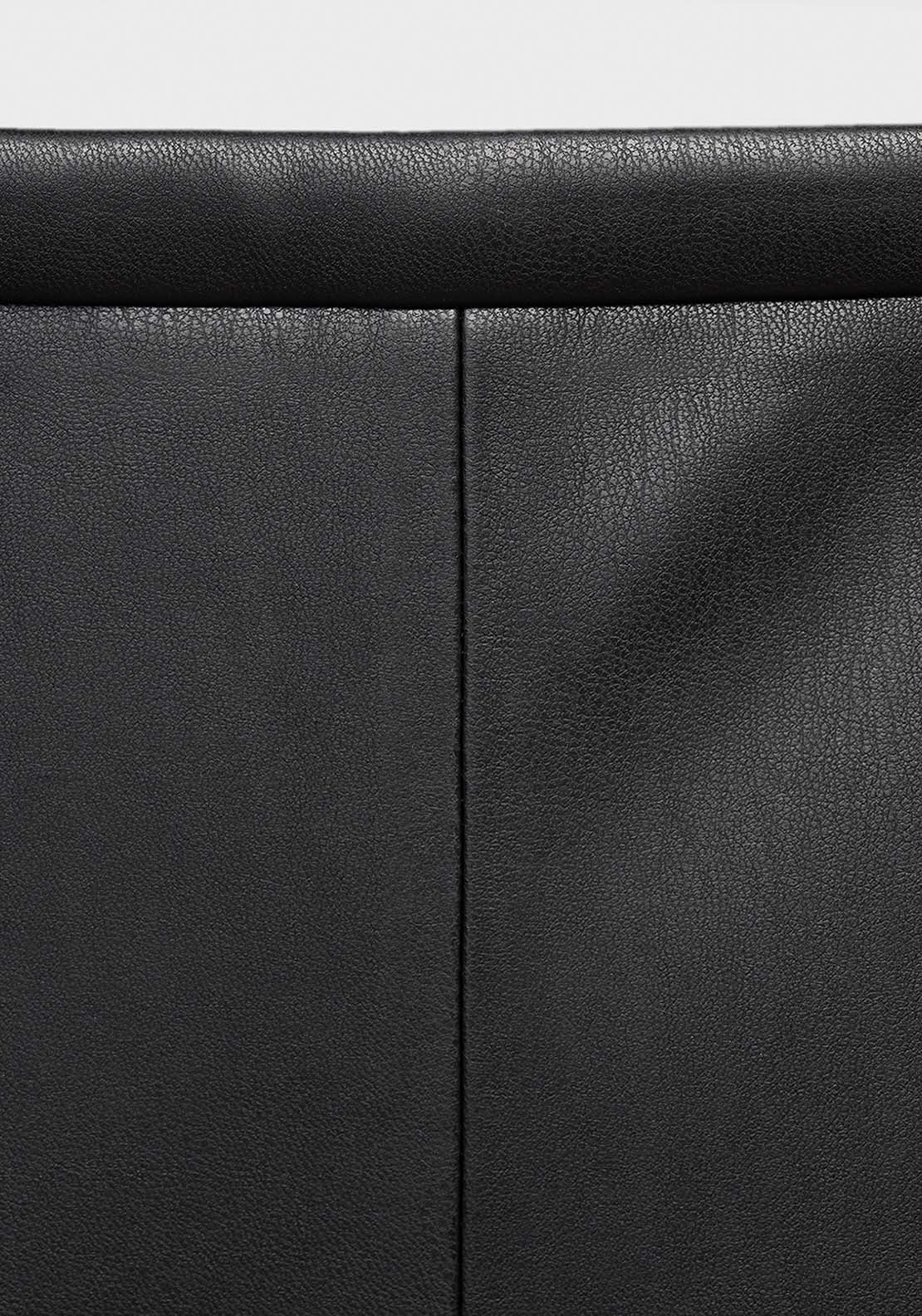 Faux Leather Midi Skirt - Black