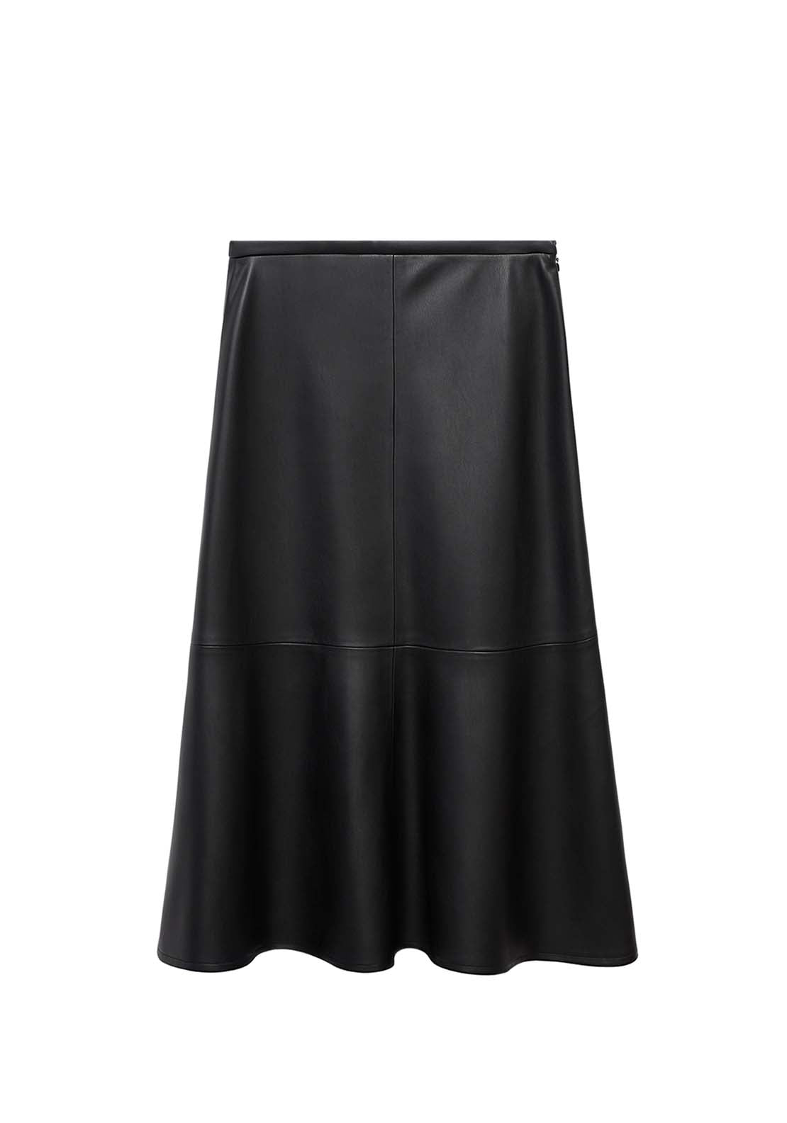 Faux Leather Midi Skirt - Black