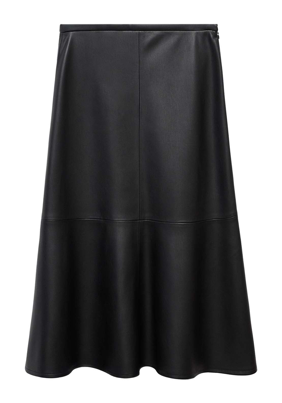 Faux Leather Midi Skirt - Black