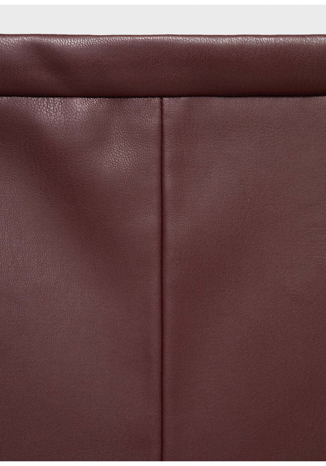 Leather Effect Midi Skirt - Red