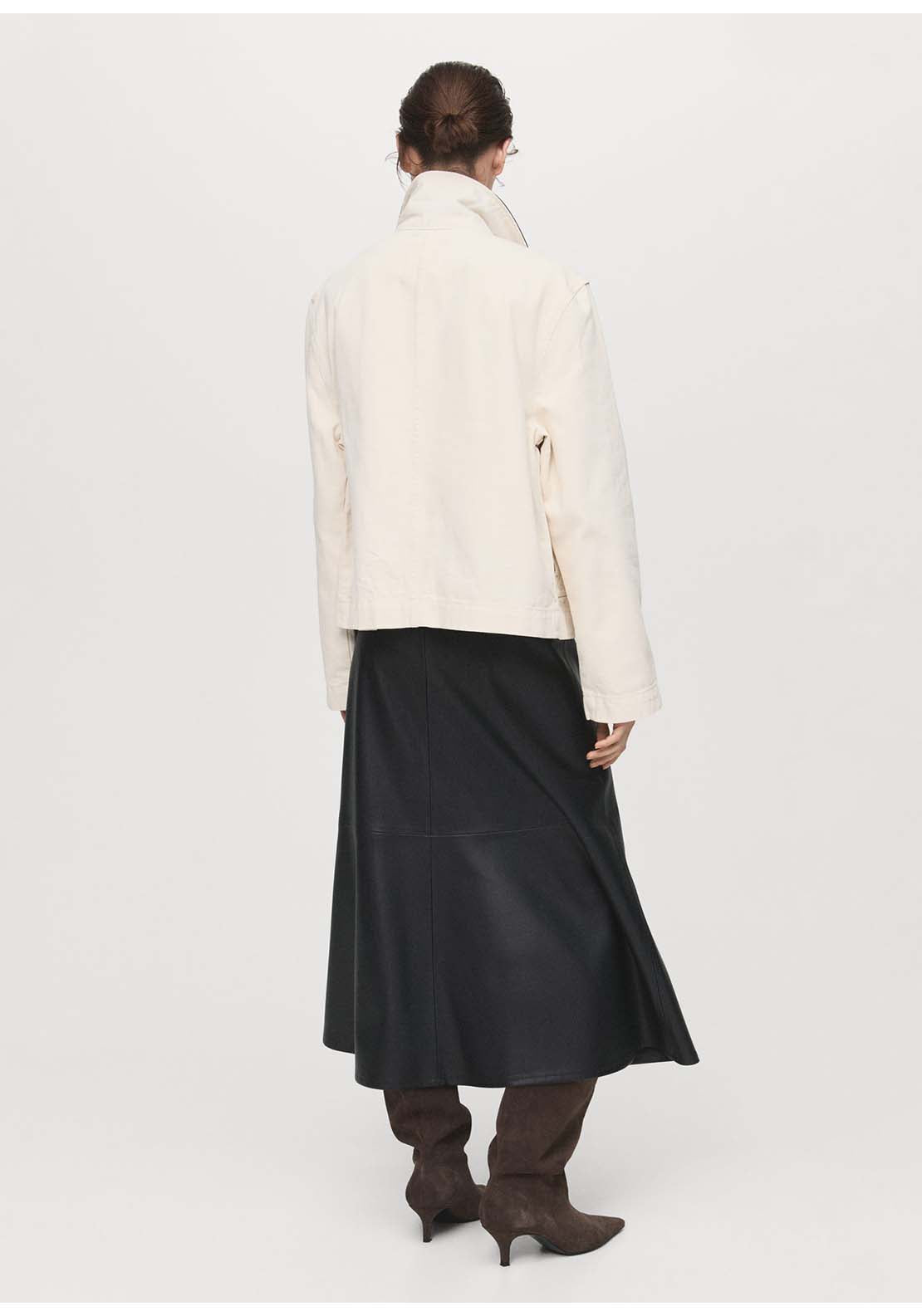 Leather Effect Midi Skirt - Black