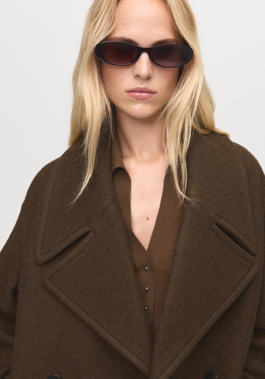 Oversized Wool Coat With Maxi Lapels - Green