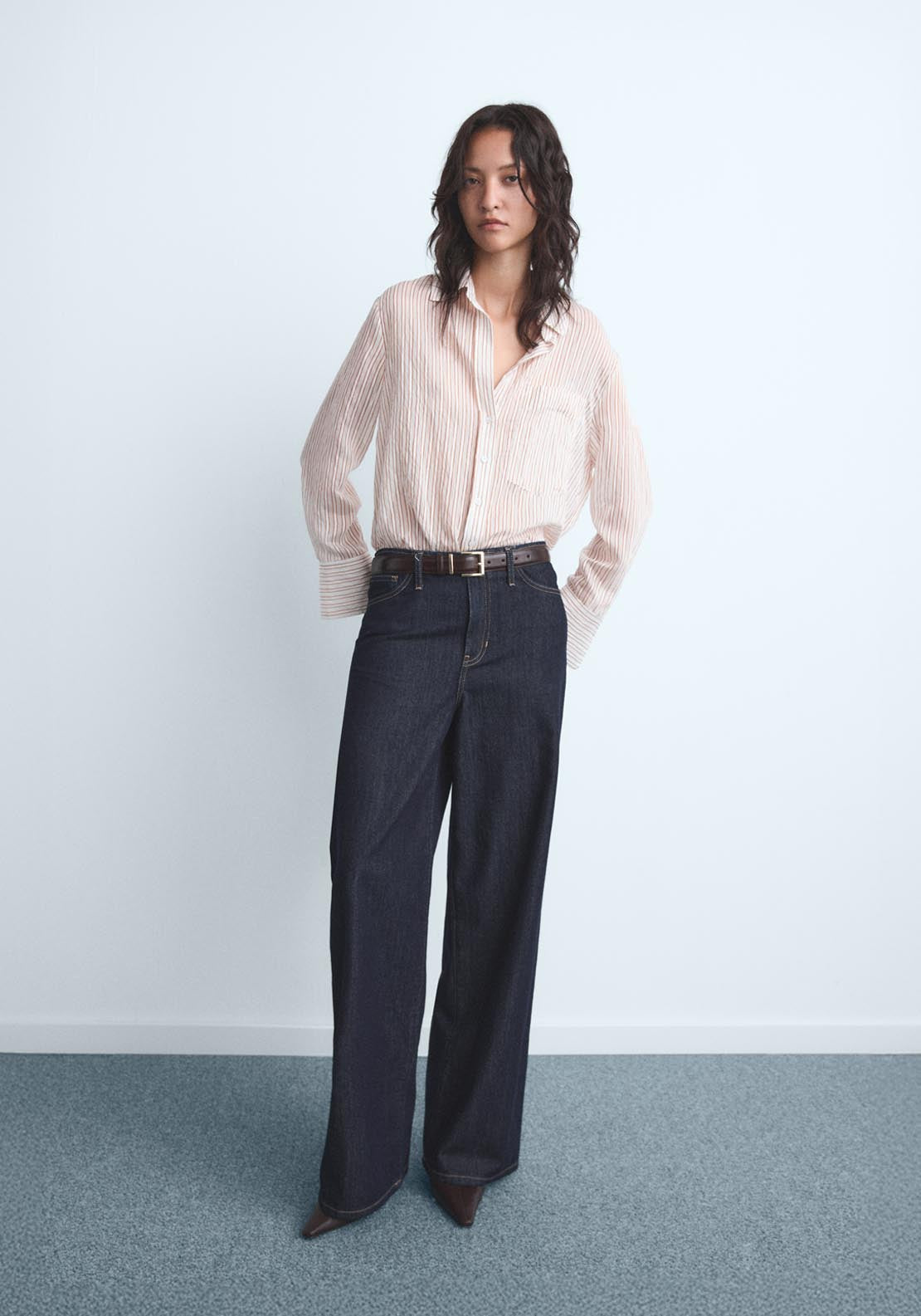 Mango Wideleg Mid Rise Jeans - Blue 4 Shaws Department Stores