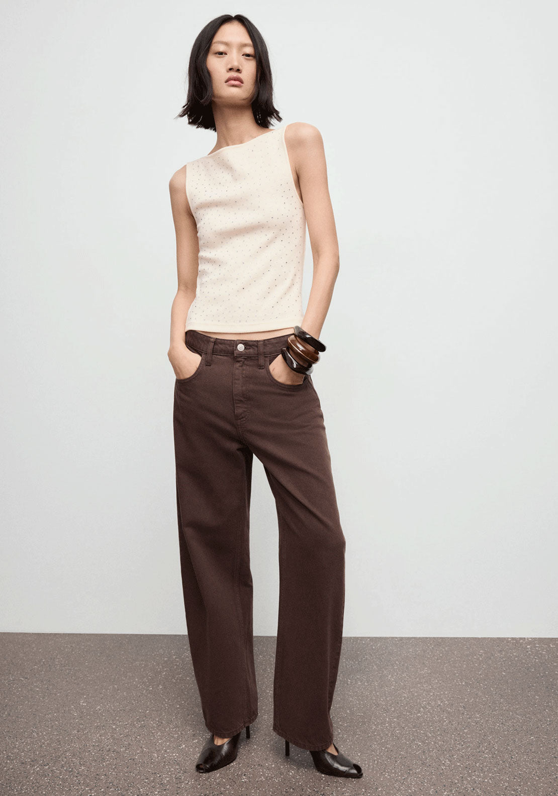 Strass Top - Cream