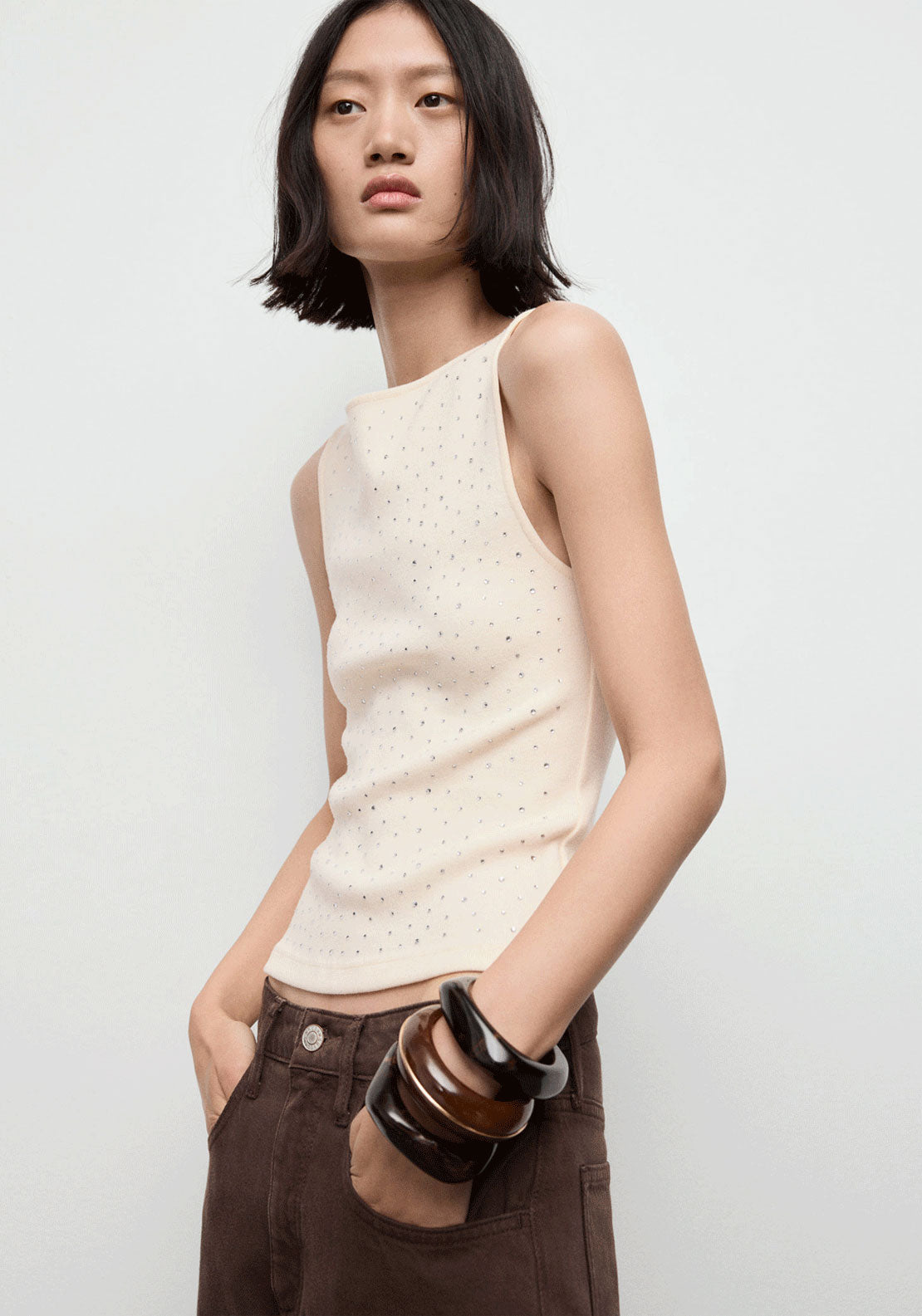 Strass Top - Cream