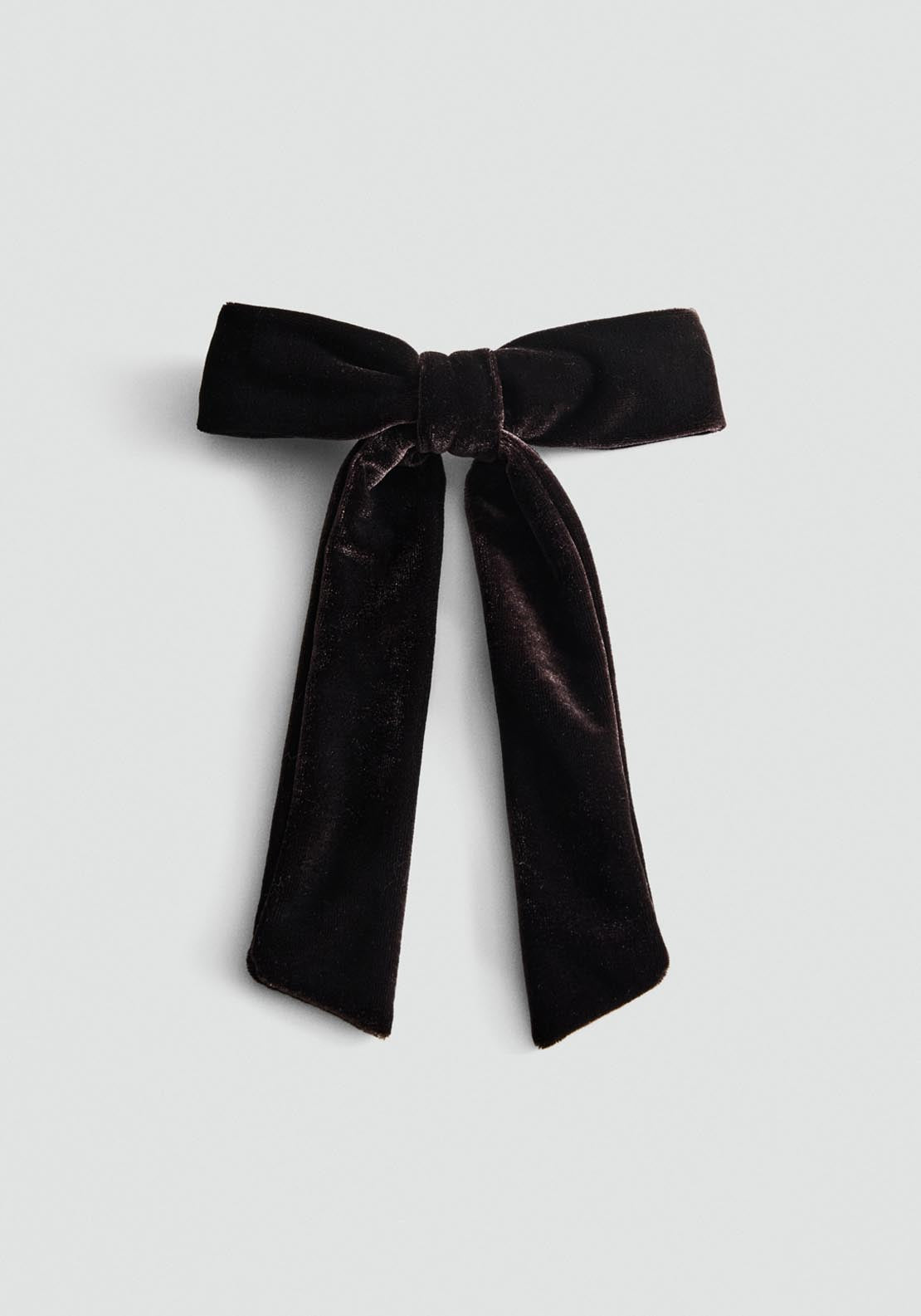 Velvet Bow Hairclip - Brown