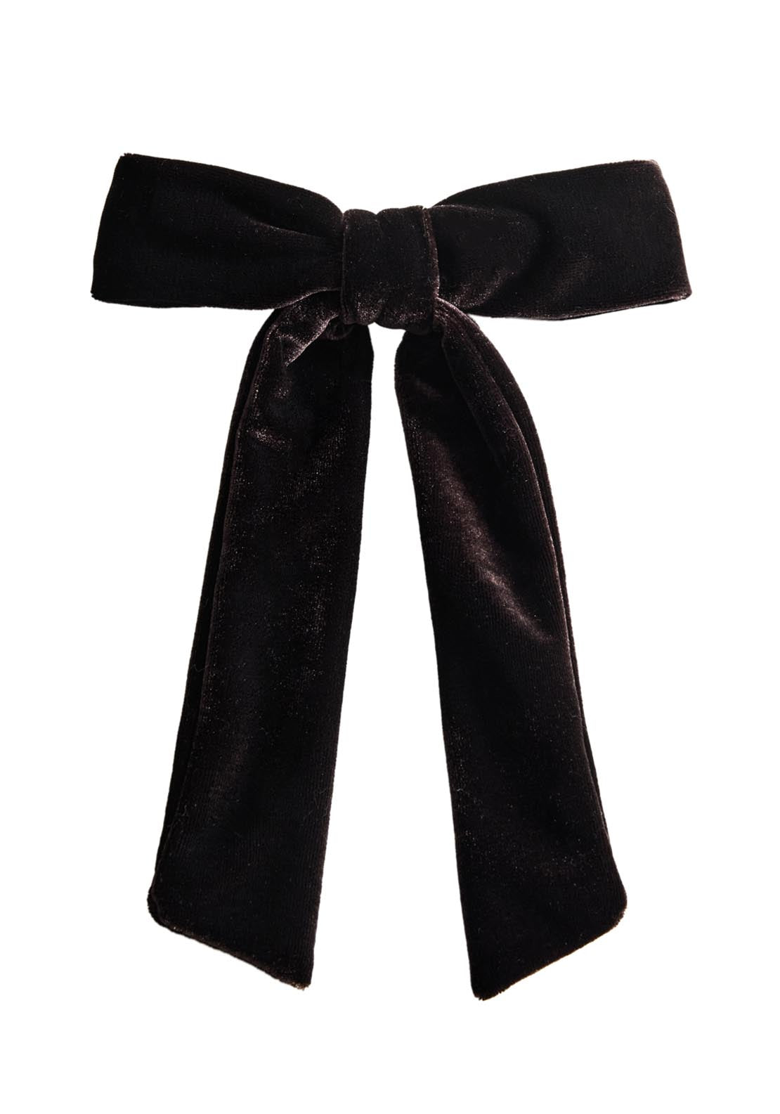 Velvet Bow Hairclip - Brown