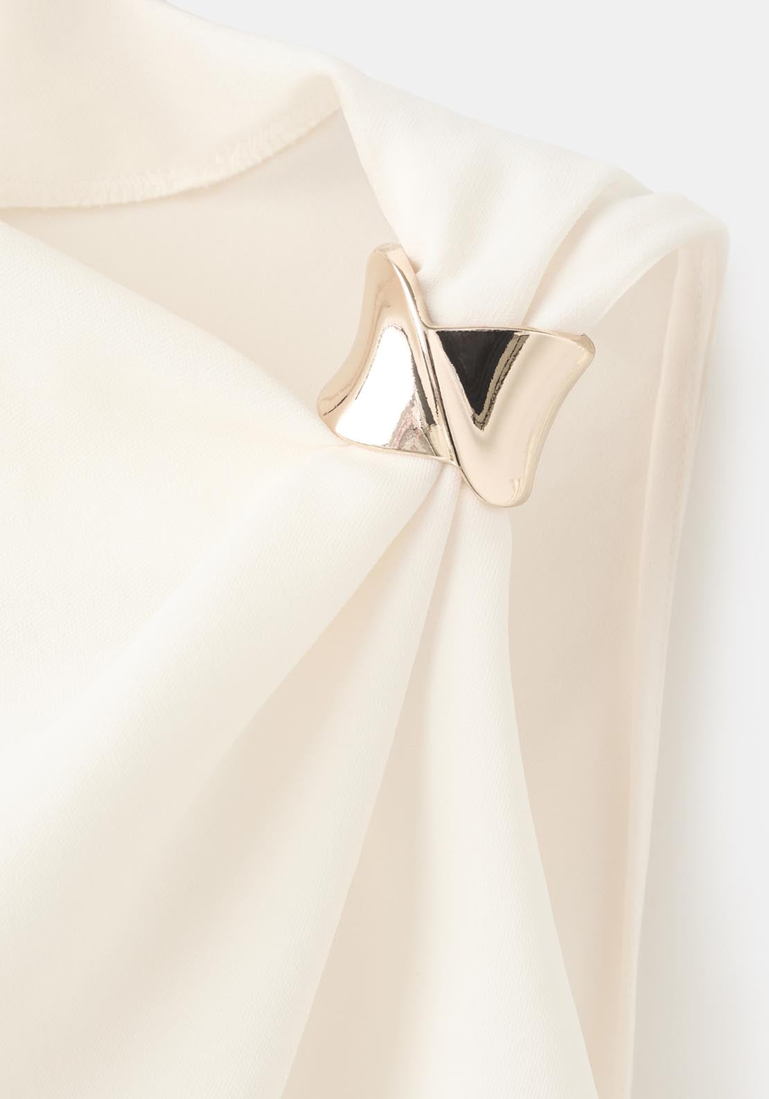 Mango Asymmetrical Blouse With Metallic Detail - Beige 5 Shaws Department Stores