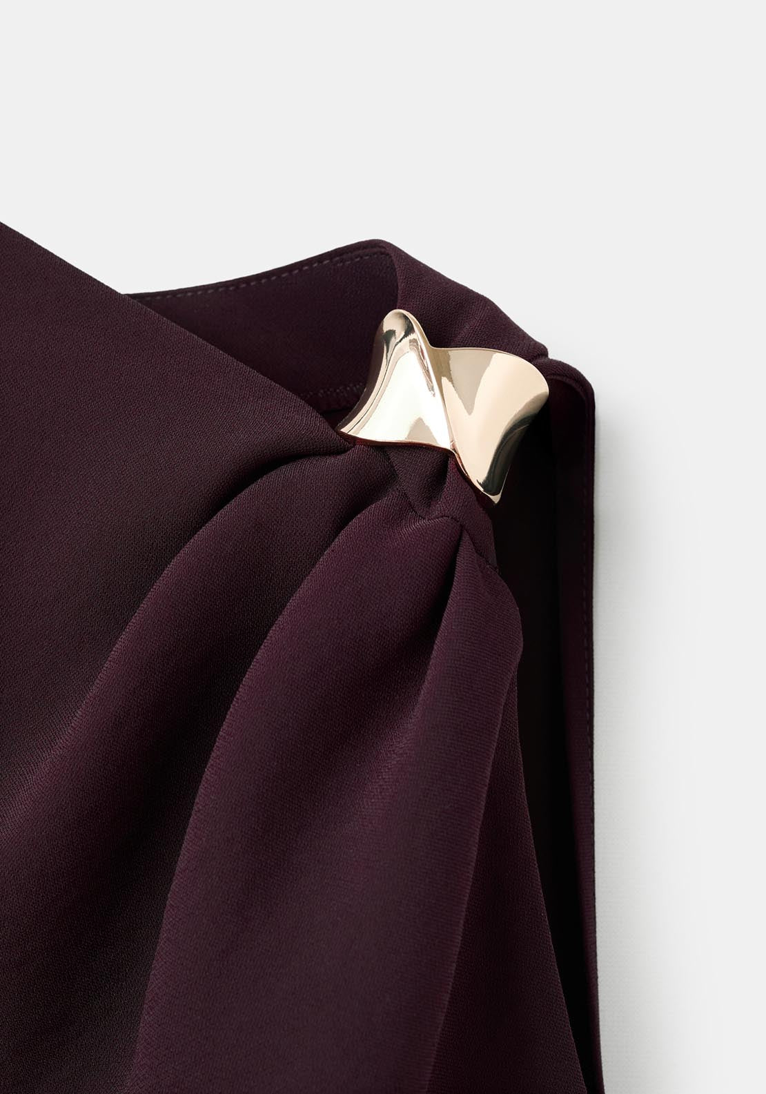 Mango Asymmetrical Blouse With Metallic Detail - Brown 4 Shaws Department Stores