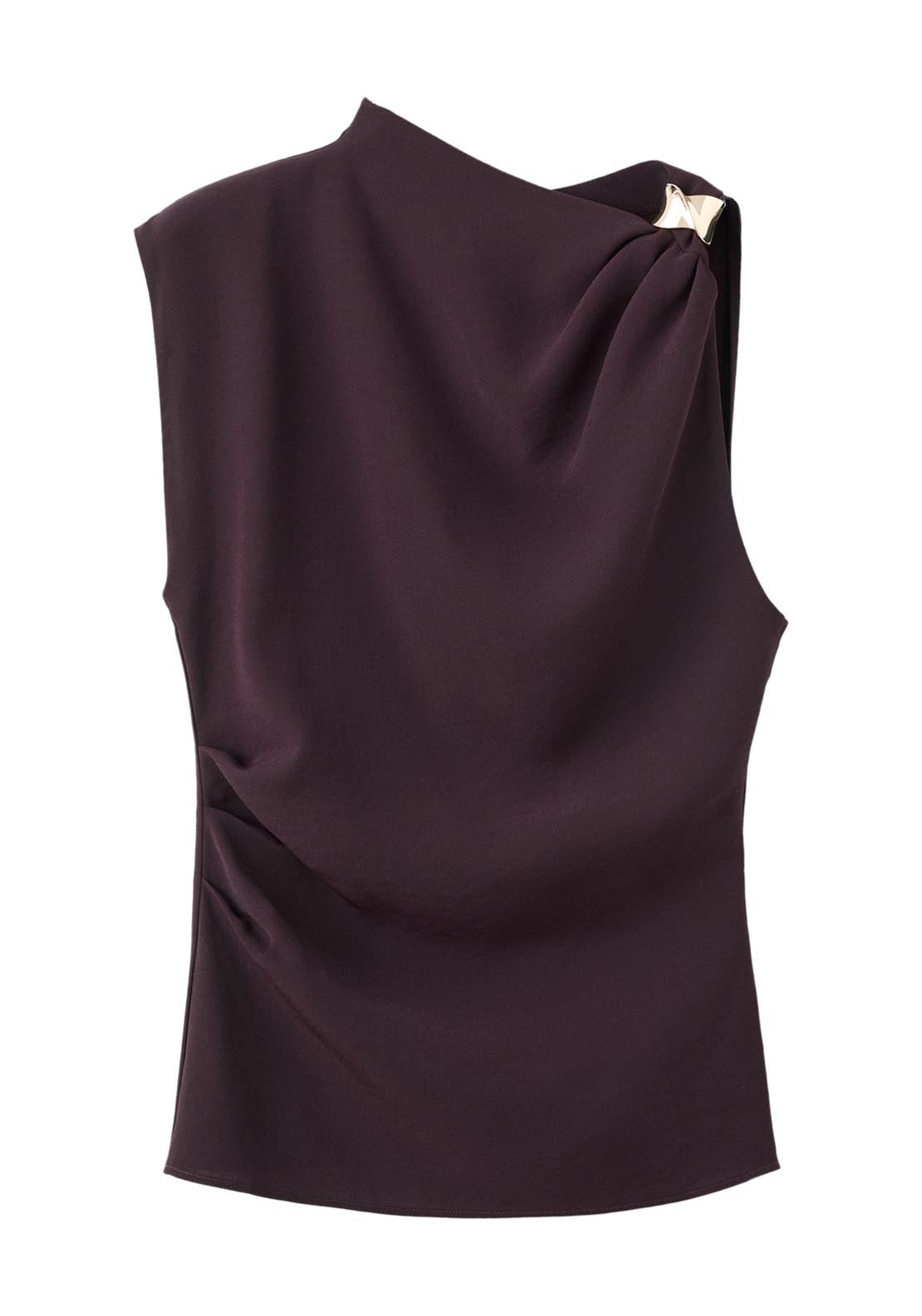 Mango Asymmetrical Blouse With Metallic Detail - Brown 6 Shaws Department Stores