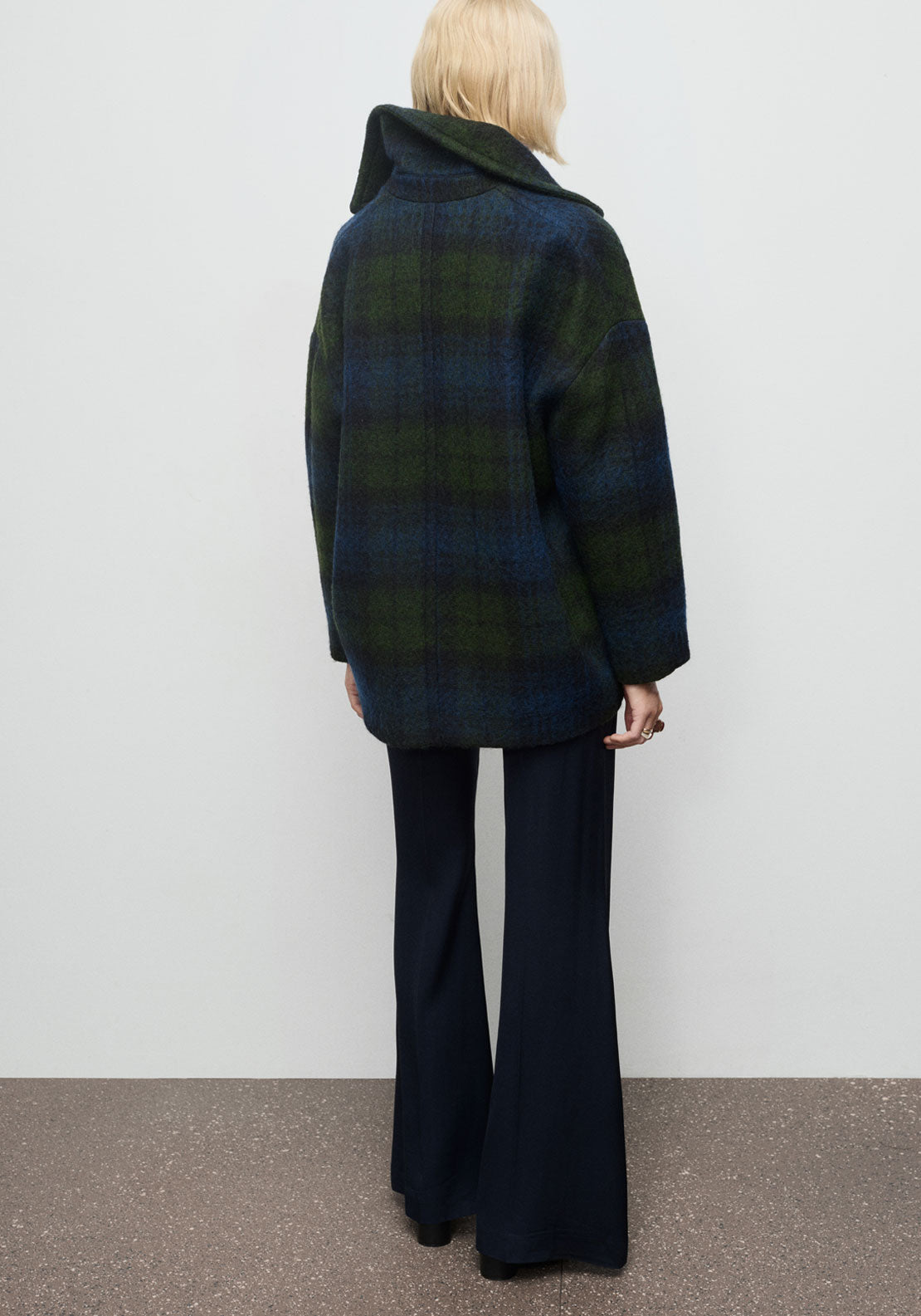 Mango Oversized Check Coat - Blue 2 Shaws Department Stores