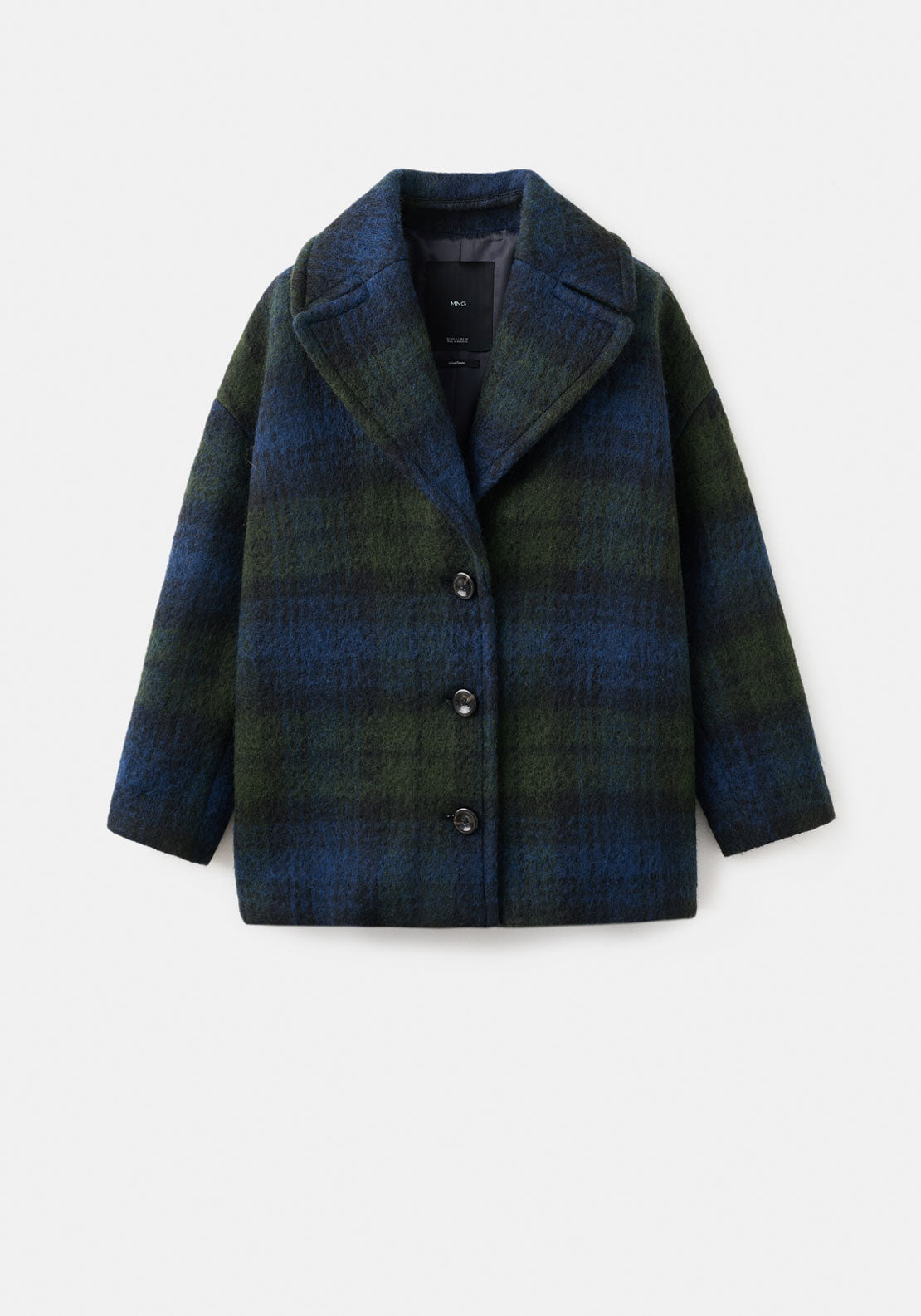Mango Oversized Check Coat - Blue 8 Shaws Department Stores
