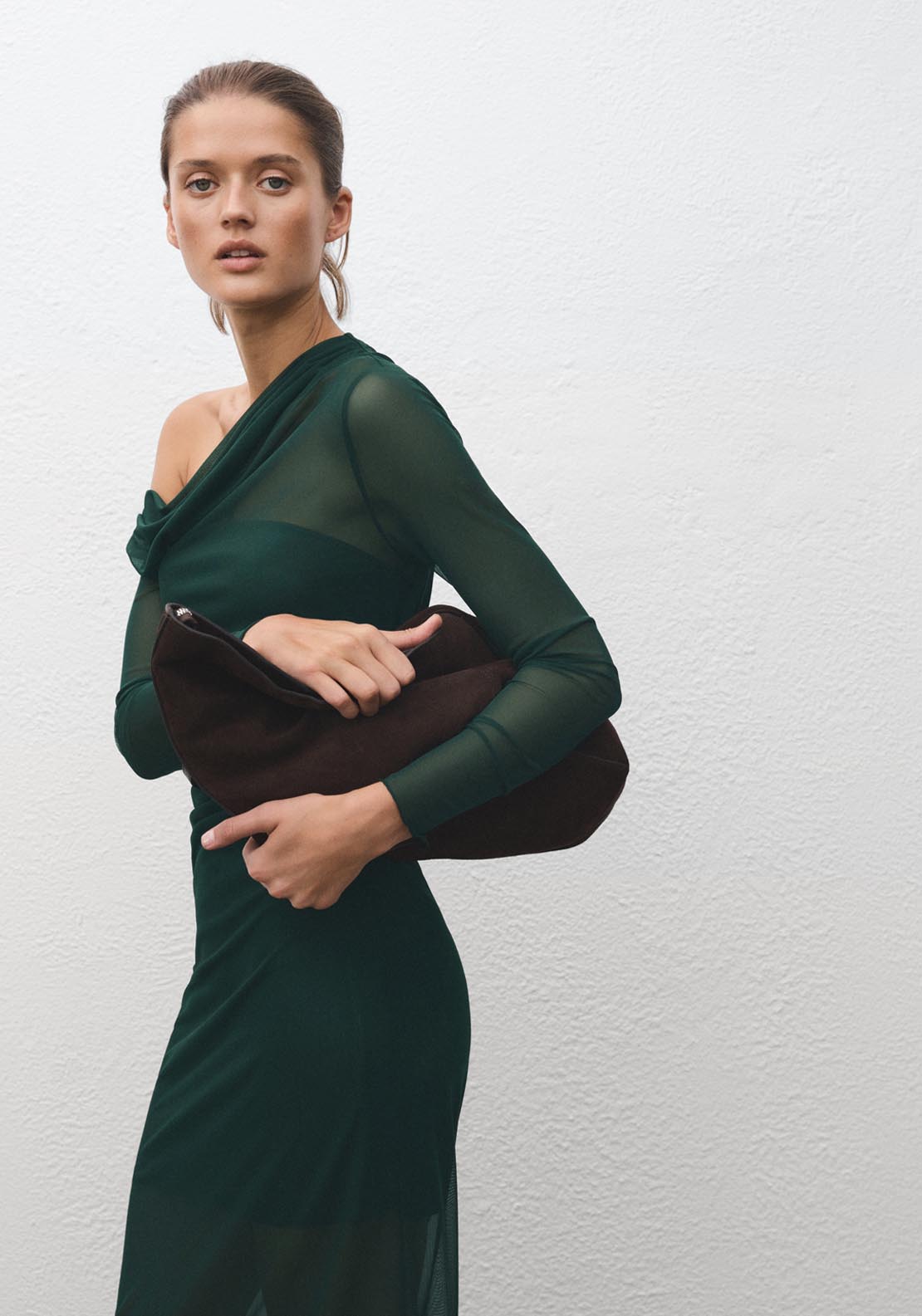 Semi Transparent Asymmetrical Dress - Green