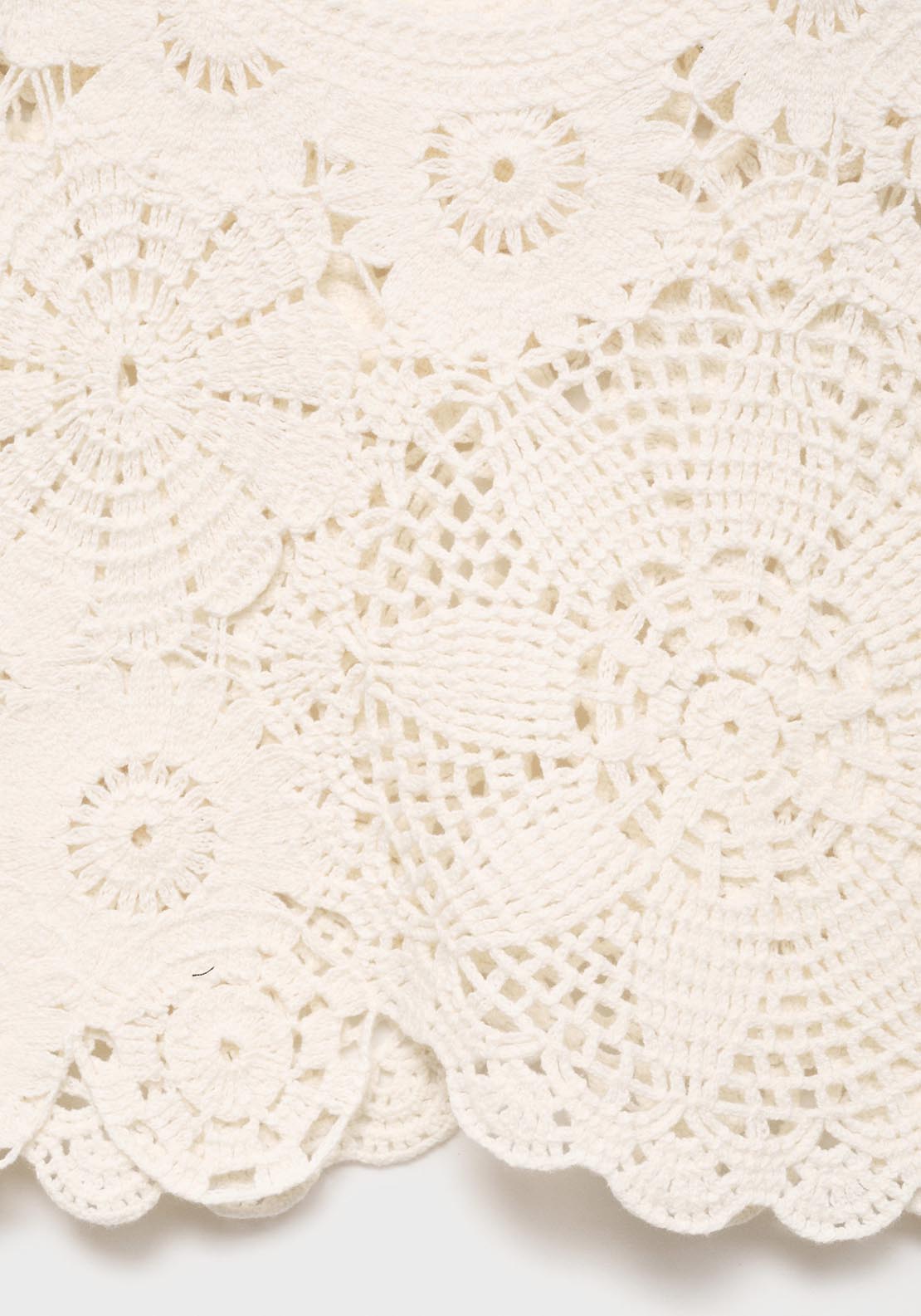 Mango Crochet Top With Flowers - Light Beige 7 Shaws Department Stores