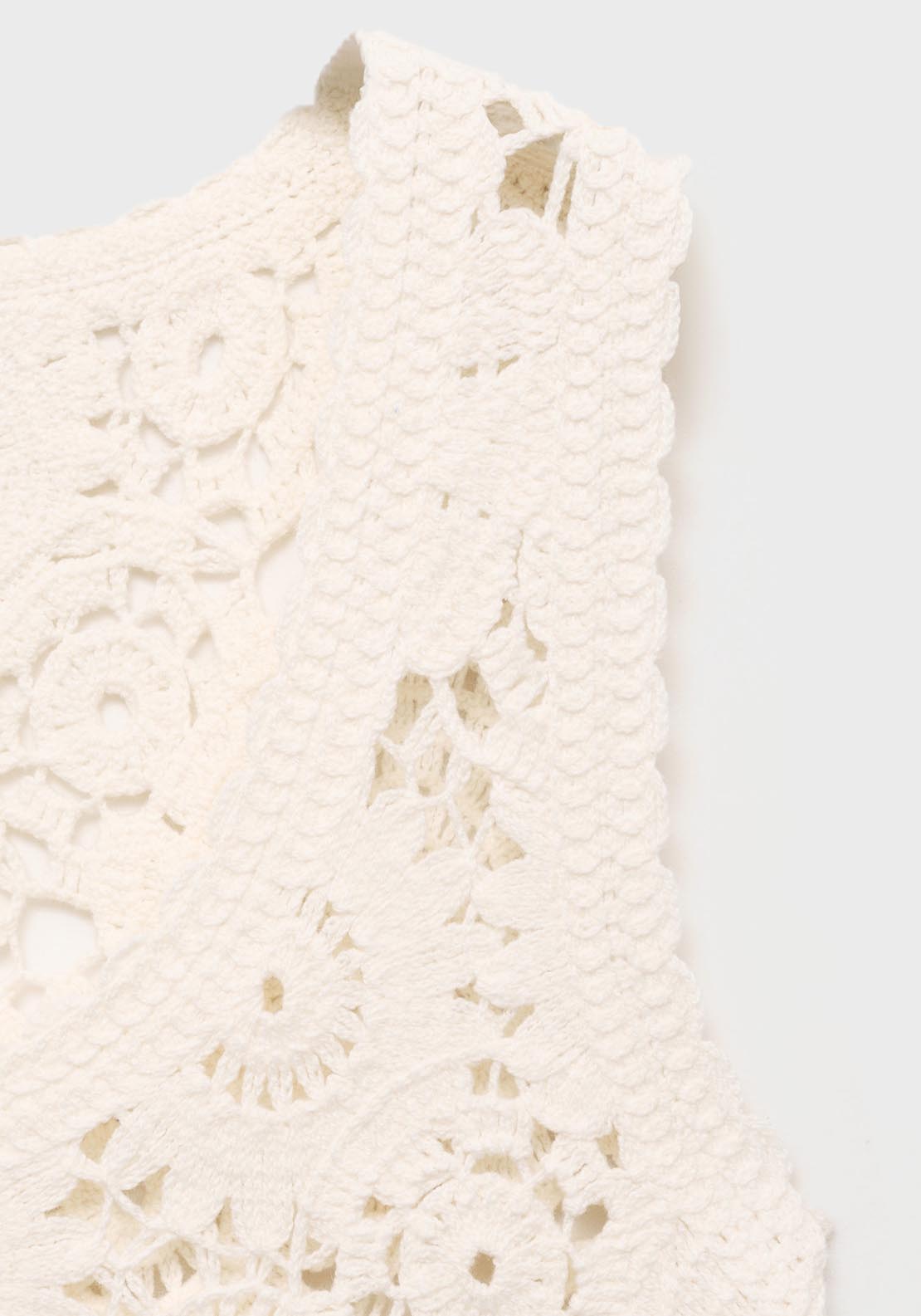 Mango Crochet Top With Flowers - Light Beige 6 Shaws Department Stores