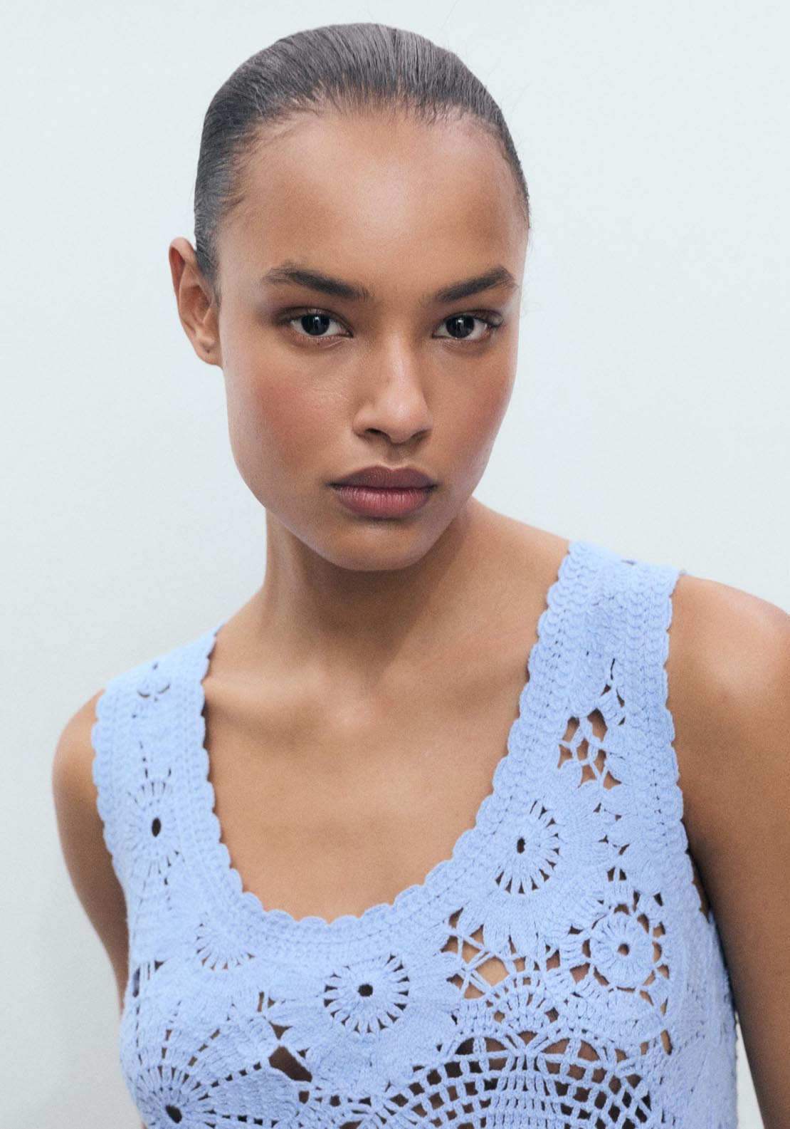 Mango Crochet Top With Flowers - Light/pastel Blue 4 Shaws Department Stores
