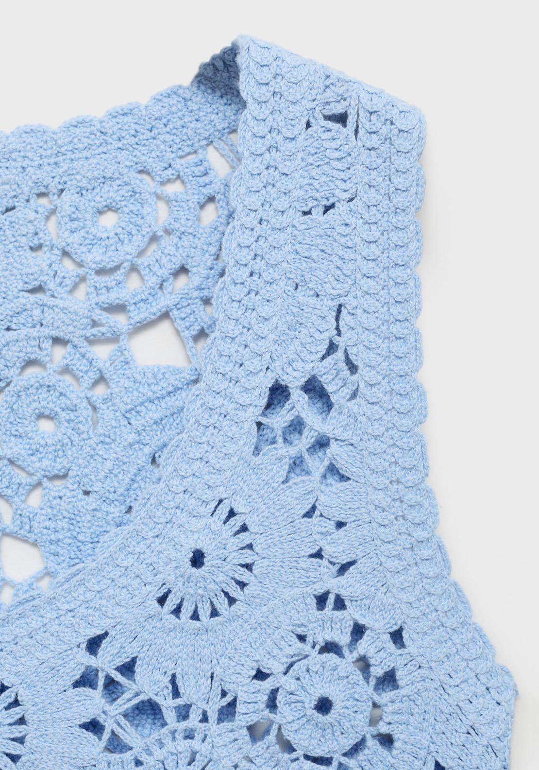 Mango Crochet Top With Flowers - Light/pastel Blue 6 Shaws Department Stores
