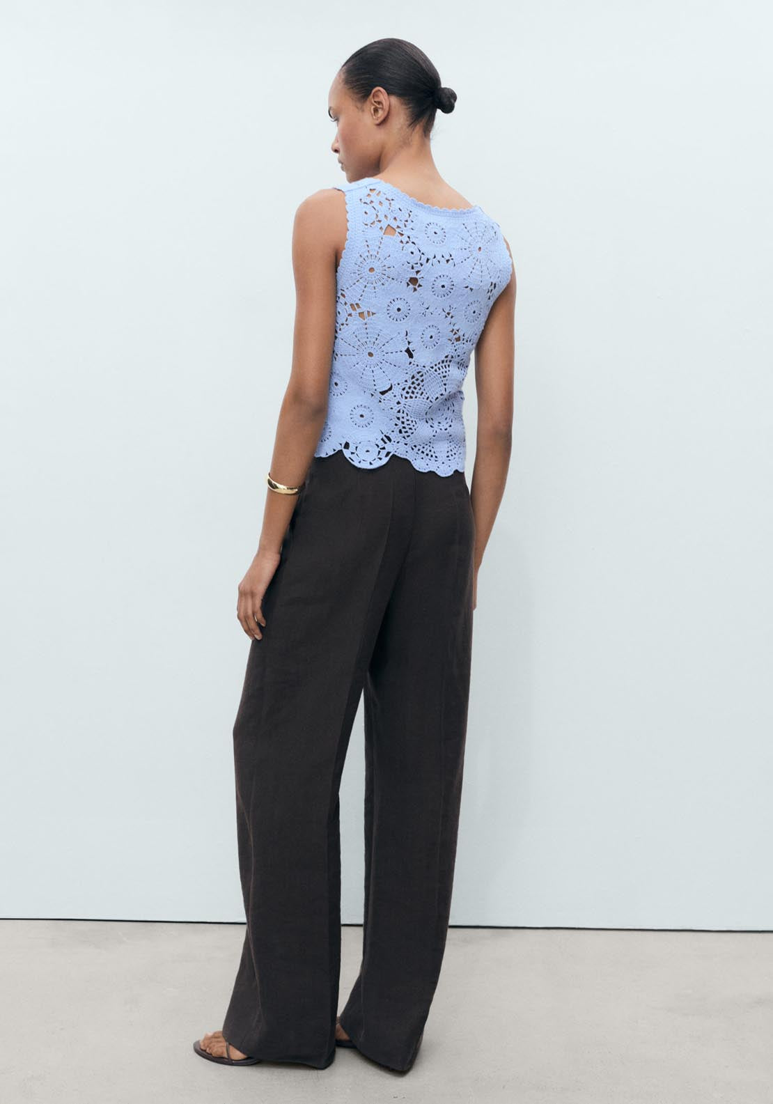 Mango Crochet Top With Flowers - Light/pastel Blue 2 Shaws Department Stores