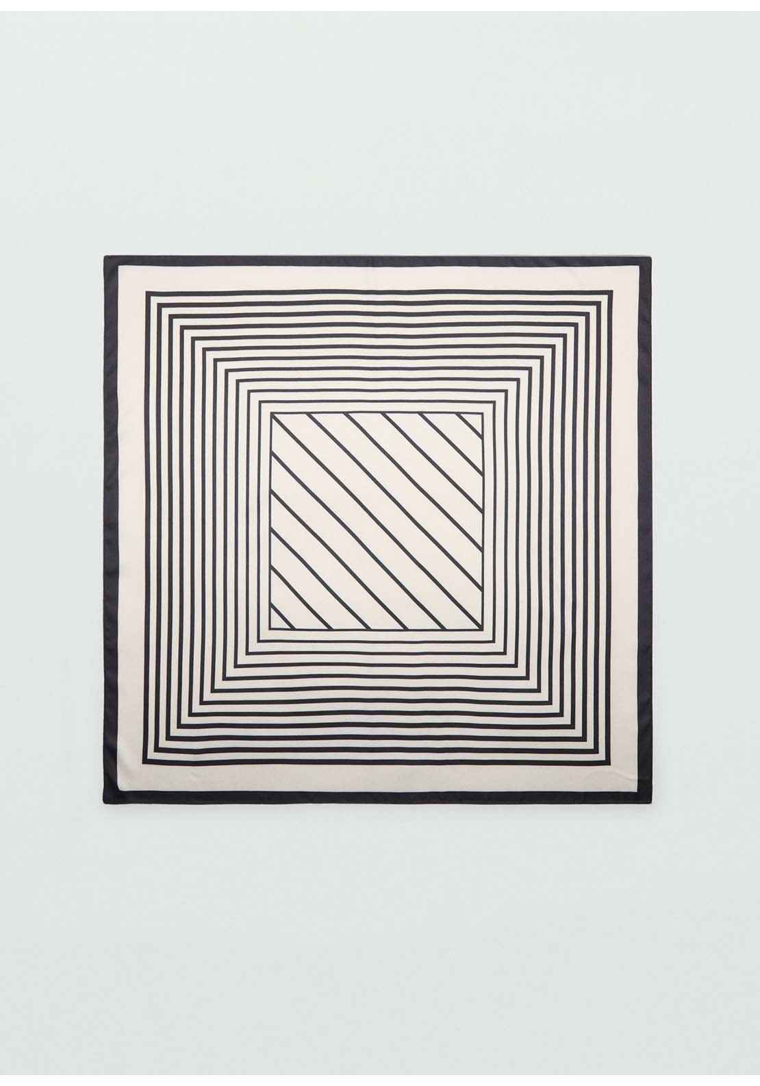Geometric Stripe Print Scarf - Beige