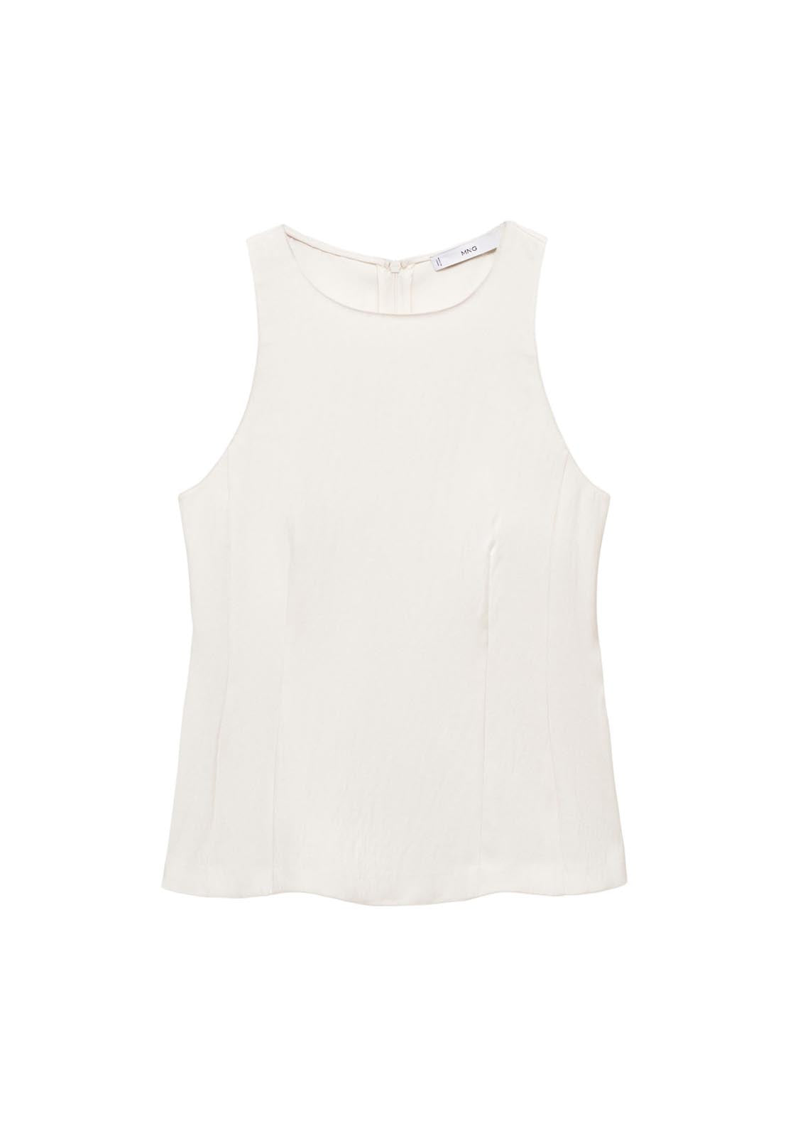 Mango Halter Neck Flared Top - Beige 4 Shaws Department Stores