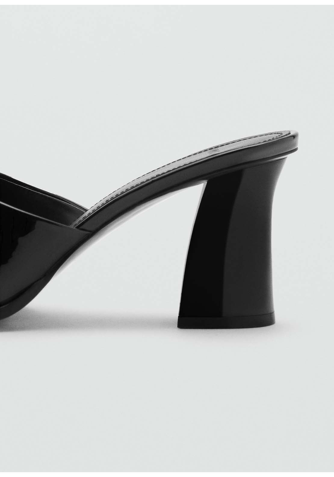 Patent Leather Effect Heeled Sandal - Black