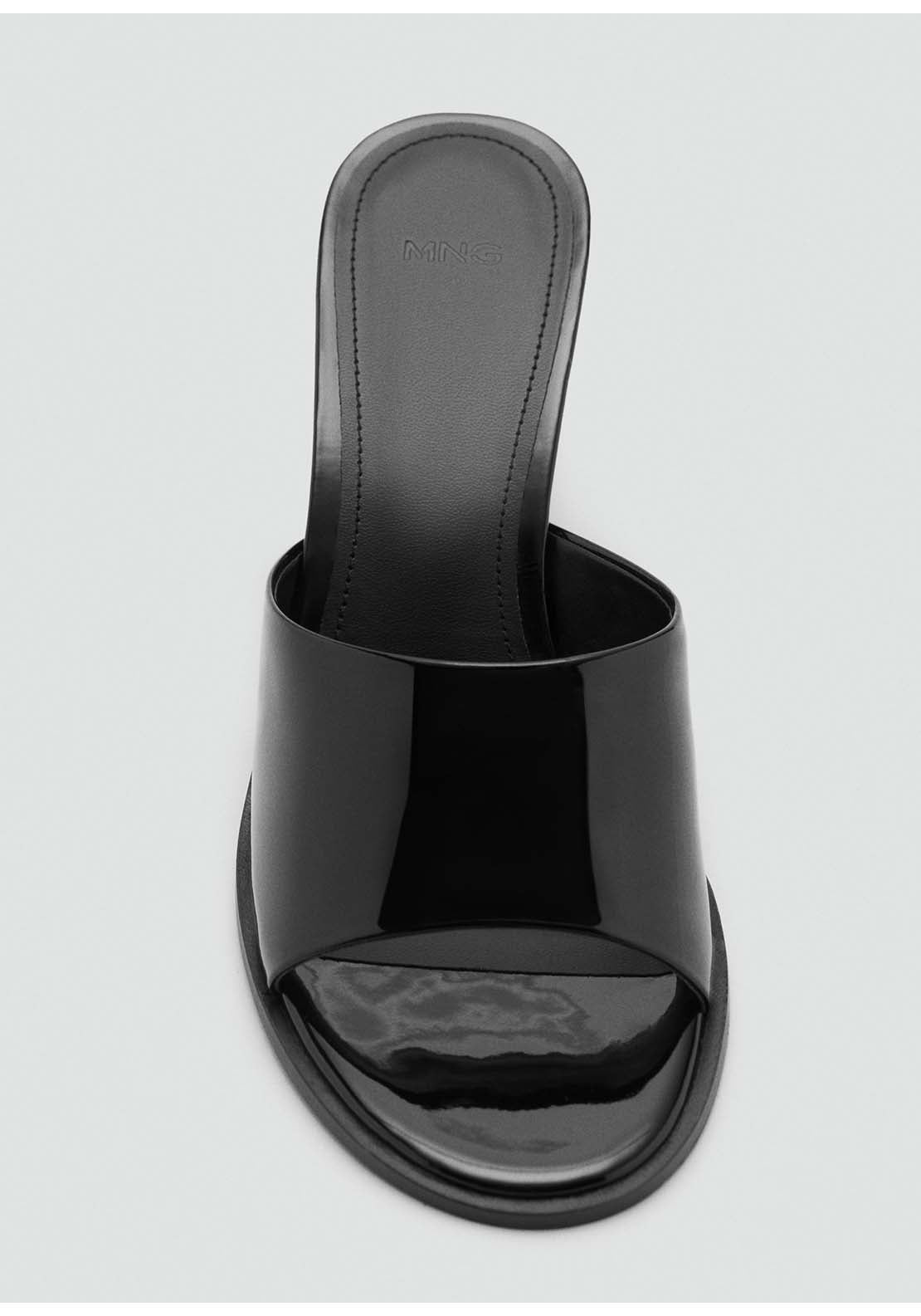 Patent Leather Effect Heeled Sandal - Black