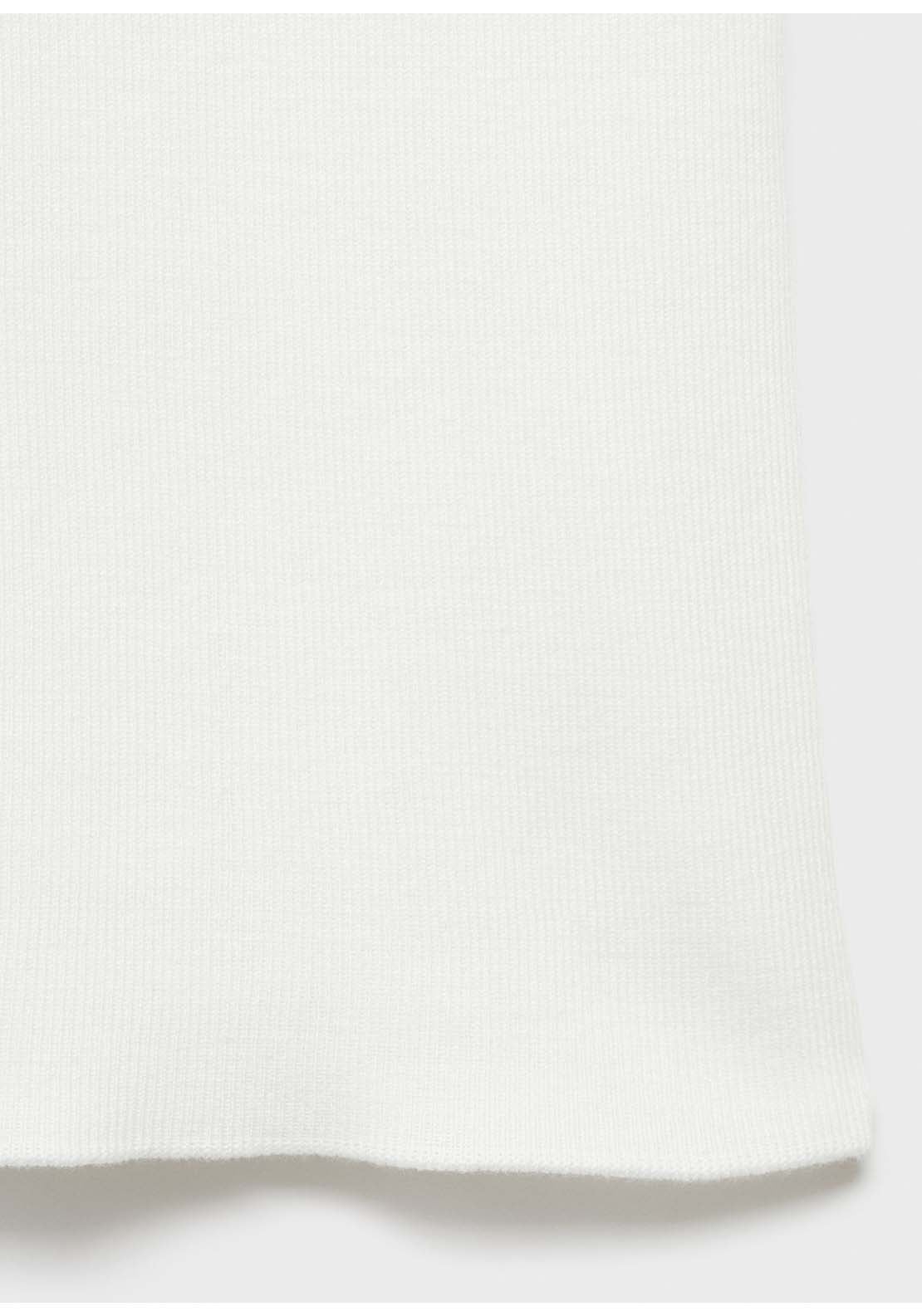 Short-Sleeved Knitted Cotton Sweater - White