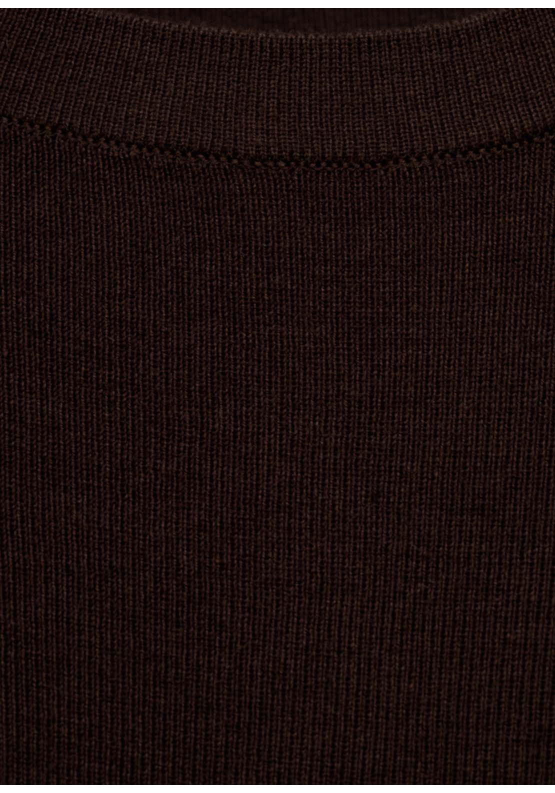 Short-Sleeved Knitted Cotton Sweater - Brown