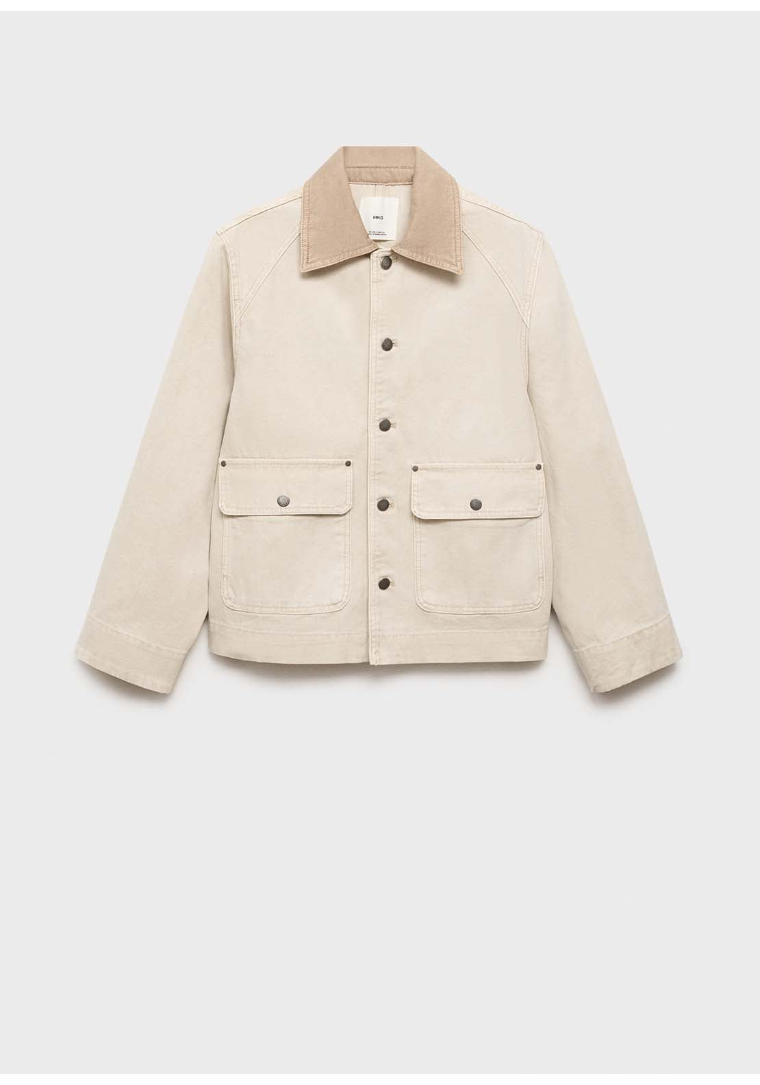 Denim Parka With Contrasting Collar - Beige