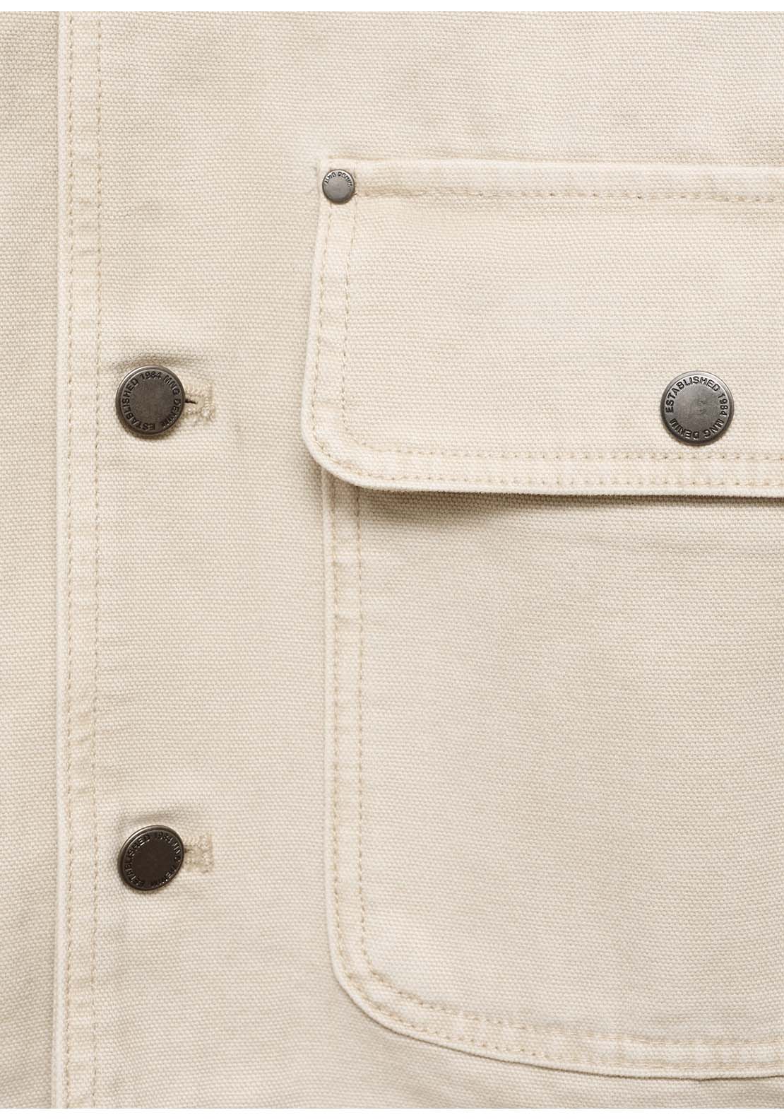 Denim Parka With Contrasting Collar - Beige