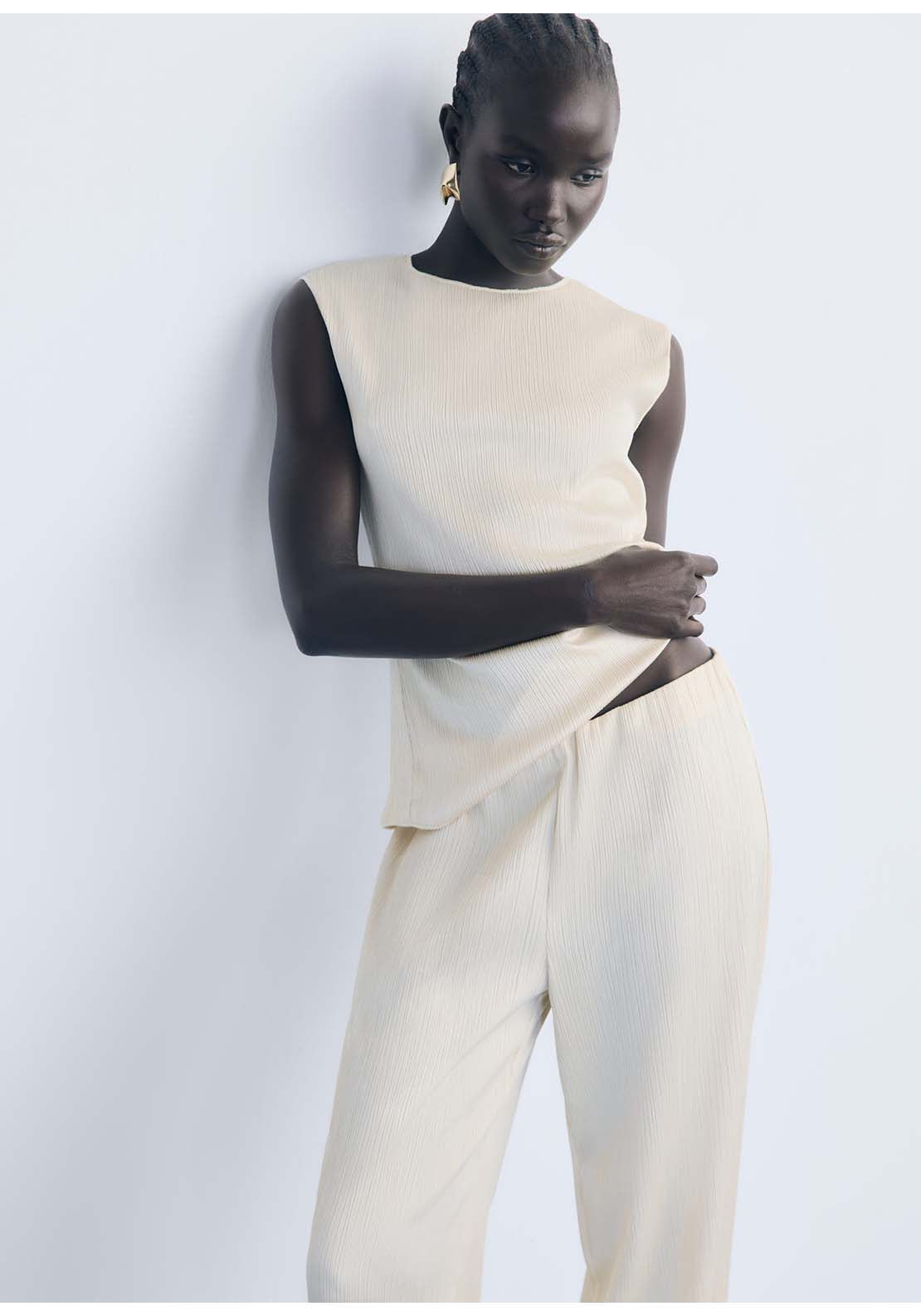 Mango Trousers Plis - Beige 3 Shaws Department Stores