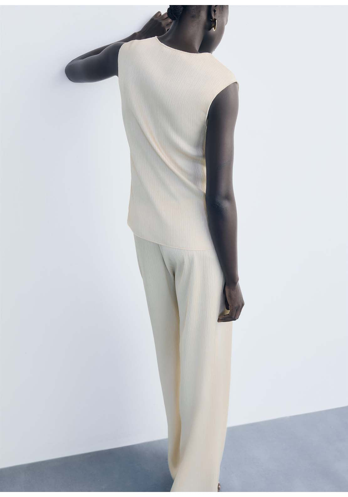 Mango Trousers Plis - Beige 2 Shaws Department Stores