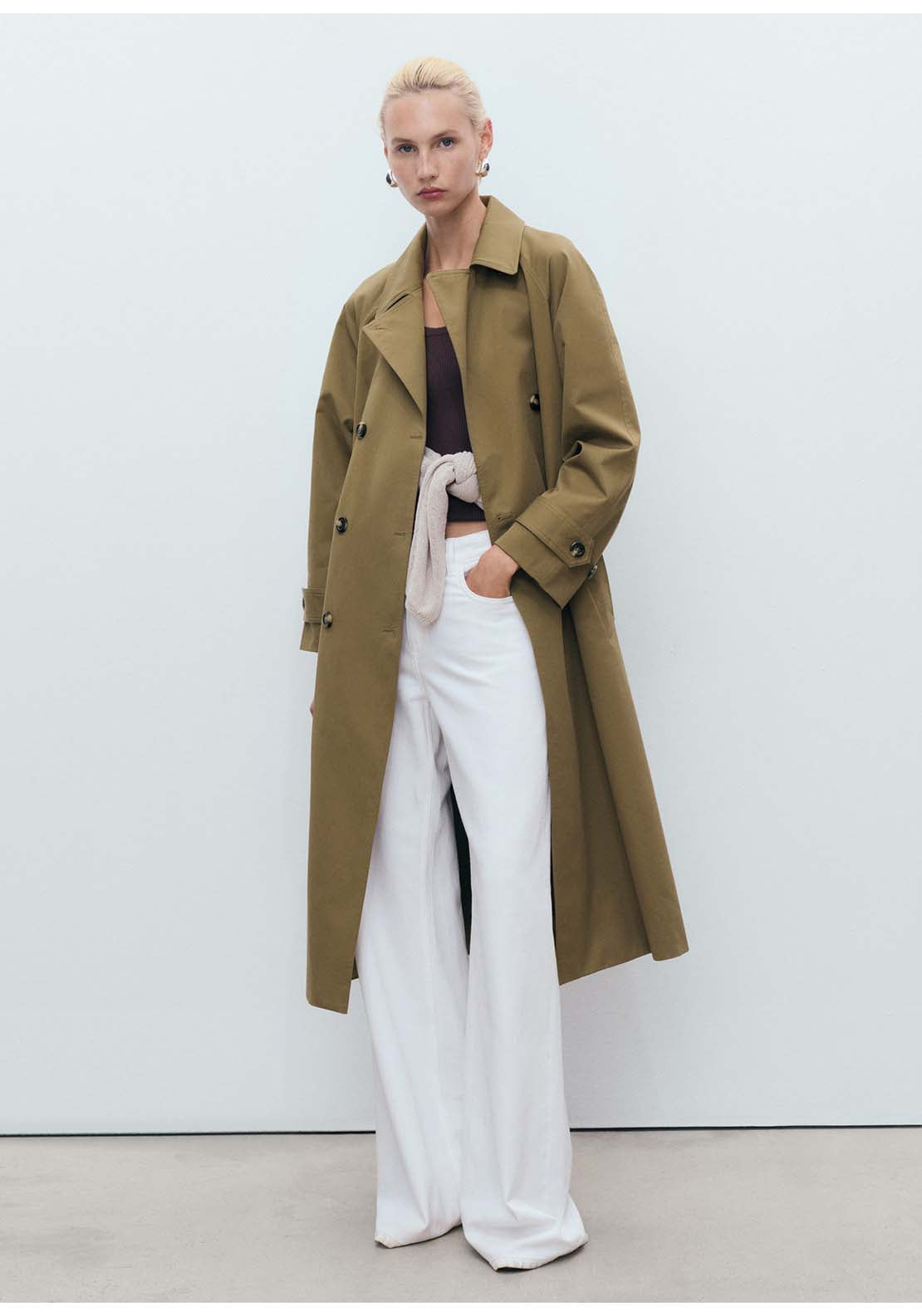 Mango Trenchcoat Angela - Beige / Green 6 Shaws Department Stores