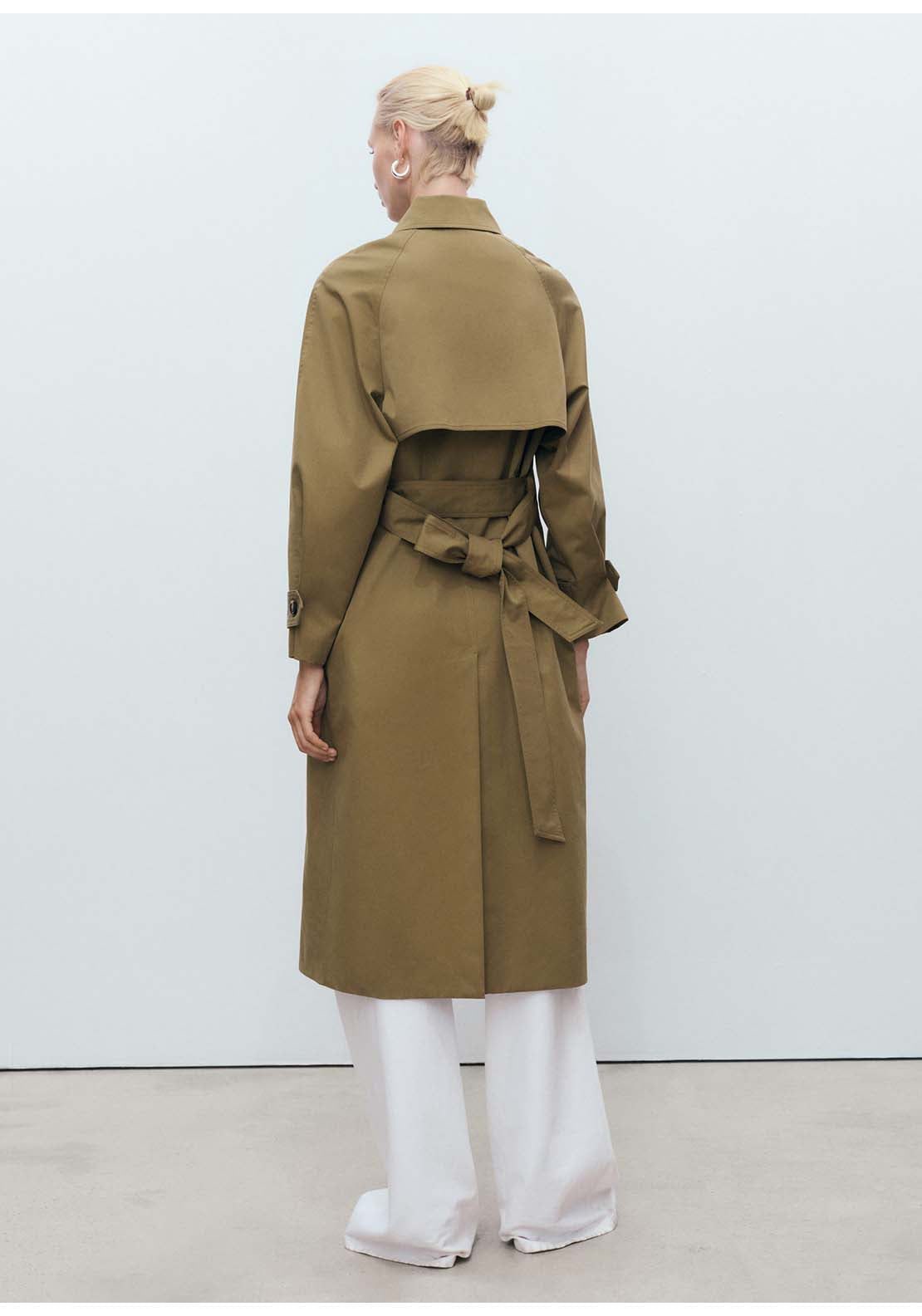 Mango Trenchcoat Angela - Beige / Green 2 Shaws Department Stores