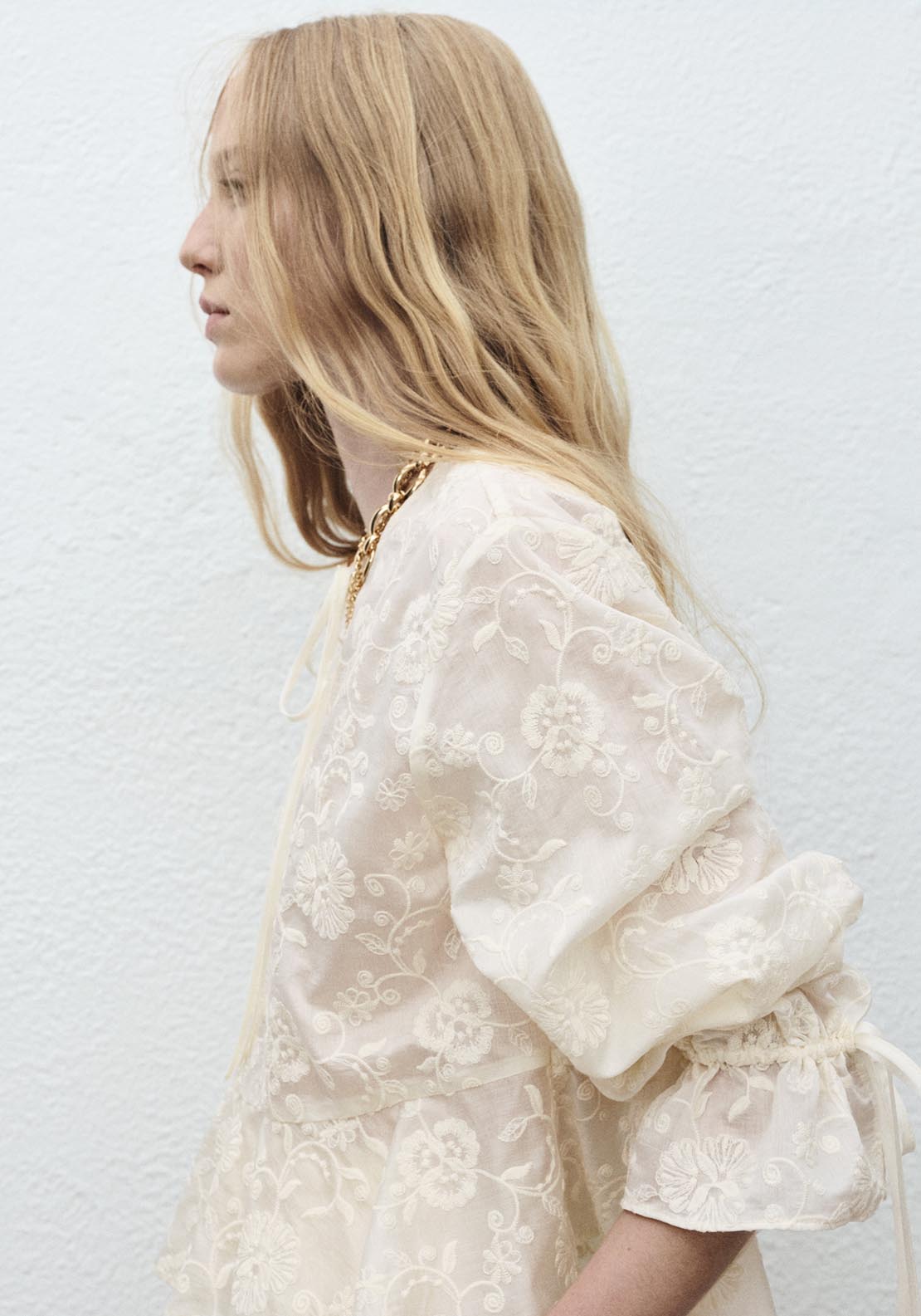 Mango Embroidered Lyocell Blouse - Beige 3 Shaws Department Stores