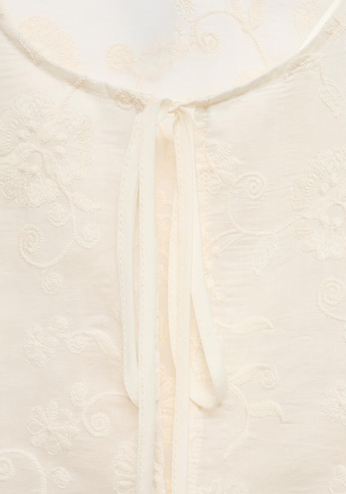 Mango Embroidered Lyocell Blouse - Beige 6 Shaws Department Stores